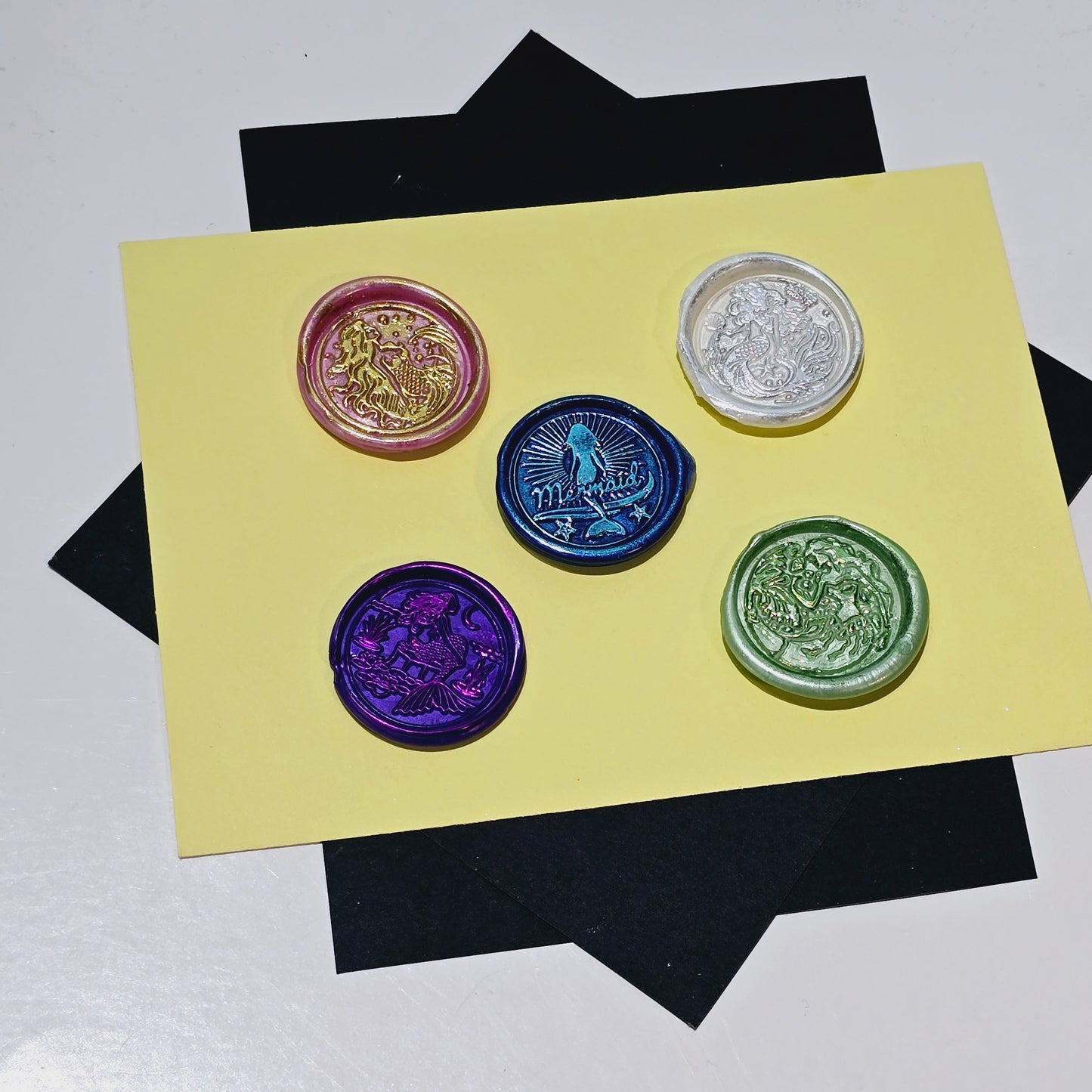 Mermaid Wax Seal Metallic Multi Color Set of Five, for cards, invitations, letters and gifts