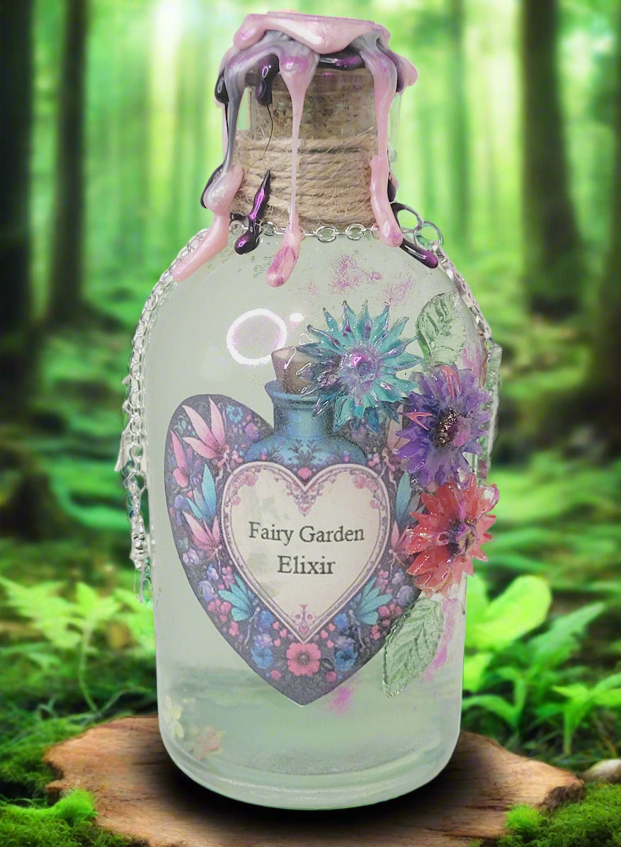 Fairy Garden Decorative Elixir Potion Tall Round Bottle