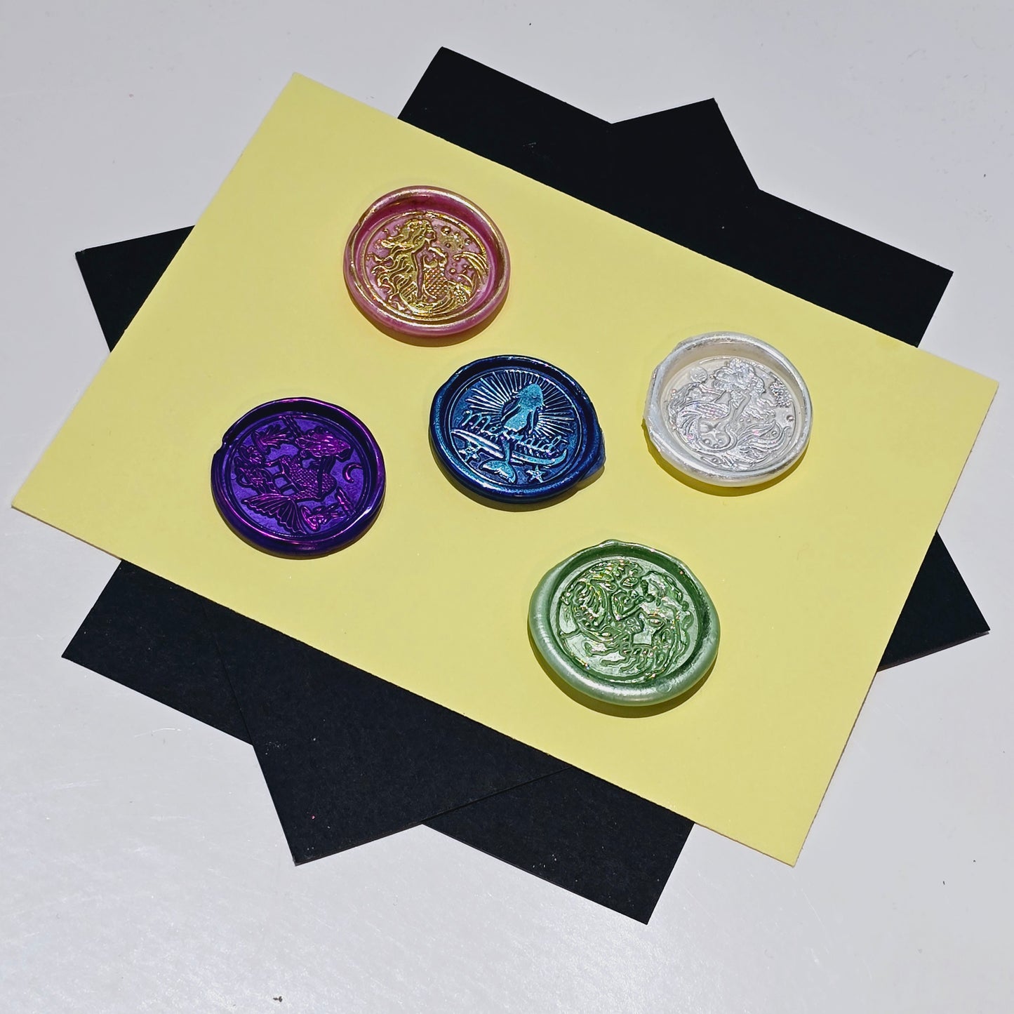 Mermaid Wax Seal Metallic Multi Color Set of Five, for cards, invitations, letters and gifts