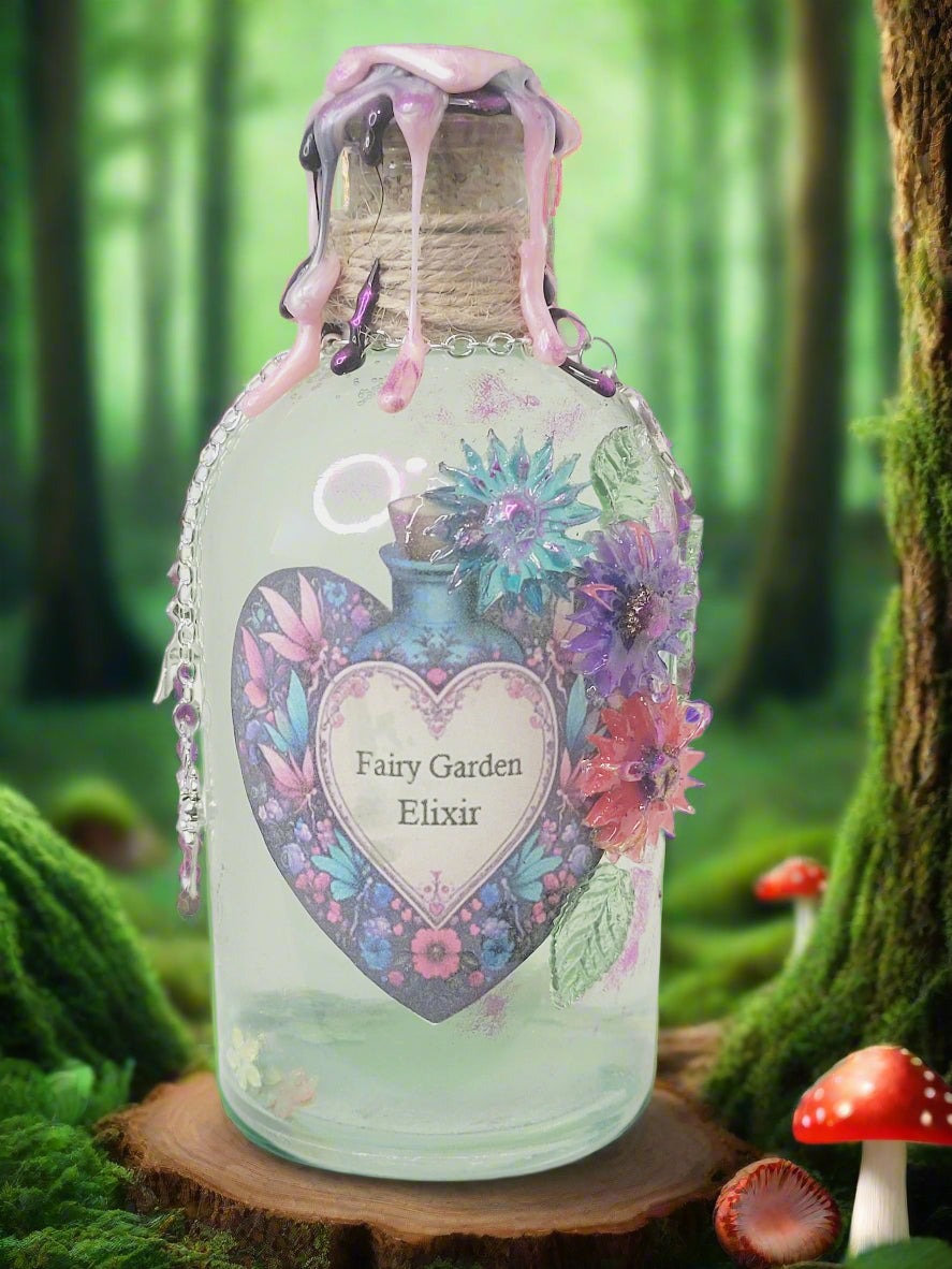 Fairy Garden Decorative Elixir Potion Tall Round Bottle