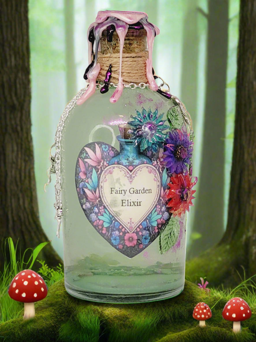 Fairy Garden Decorative Elixir Potion Tall Round Bottle