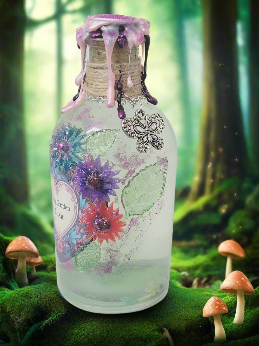 Fairy Garden Decorative Elixir Potion Tall Round Bottle