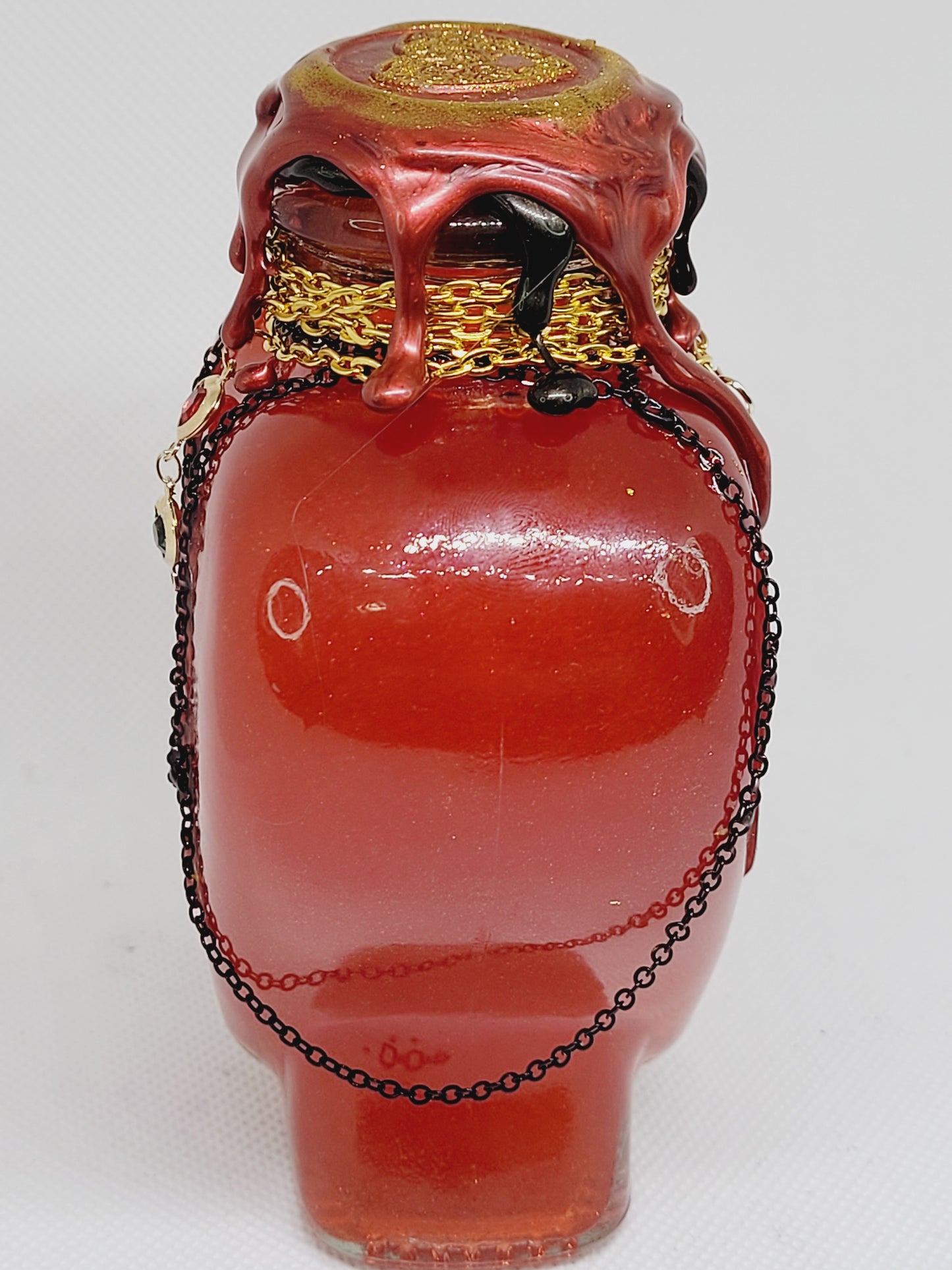 Goddess Hestia Decorative Heart Shaped Bottle, Red and Gold