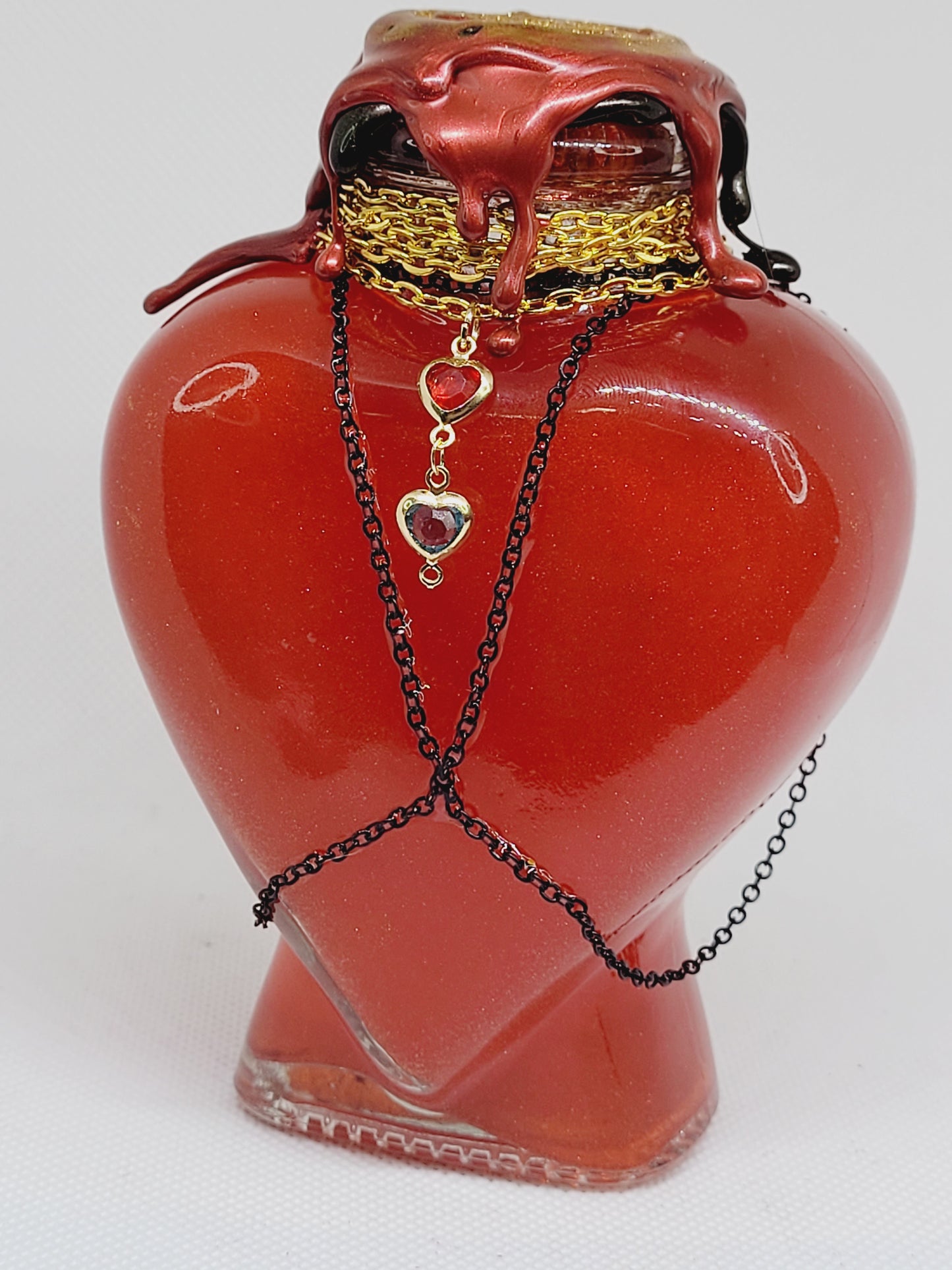 Goddess Hestia Decorative Heart Shaped Bottle, Red and Gold