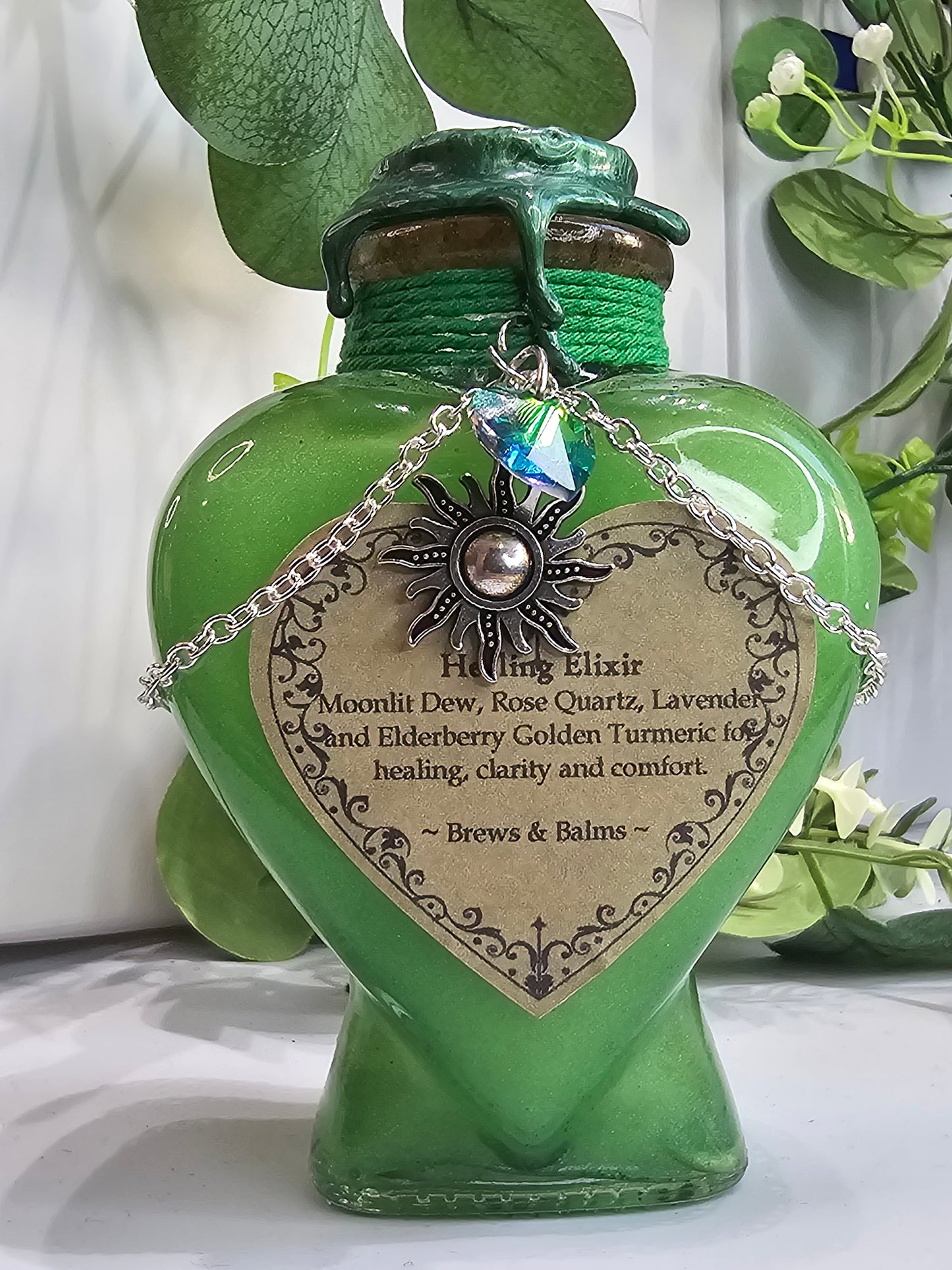 Healing Potion Green Heart Shaped Decorative Bottle Prop