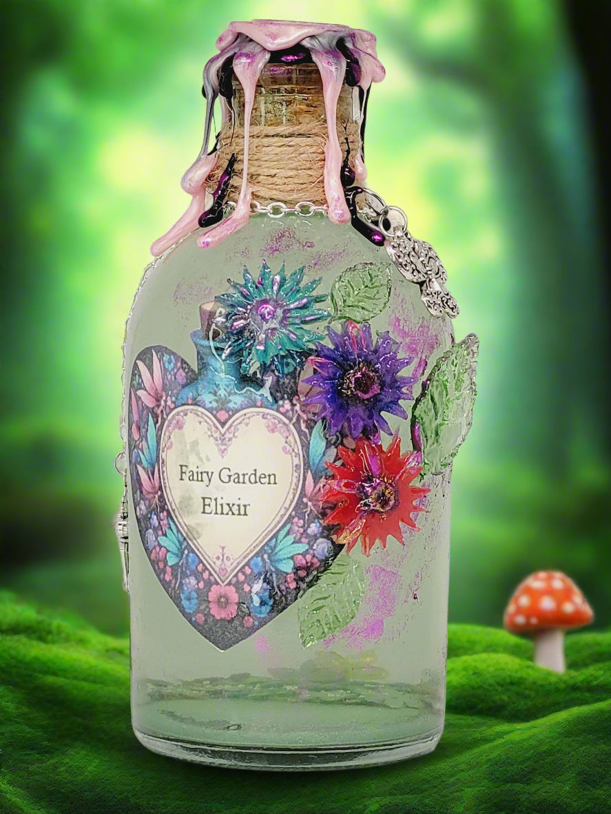 Fairy Garden Decorative Elixir Potion Tall Round Bottle