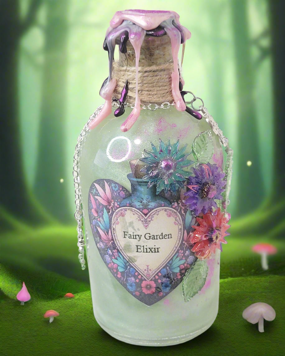 Fairy Garden Decorative Elixir Potion Tall Round Bottle