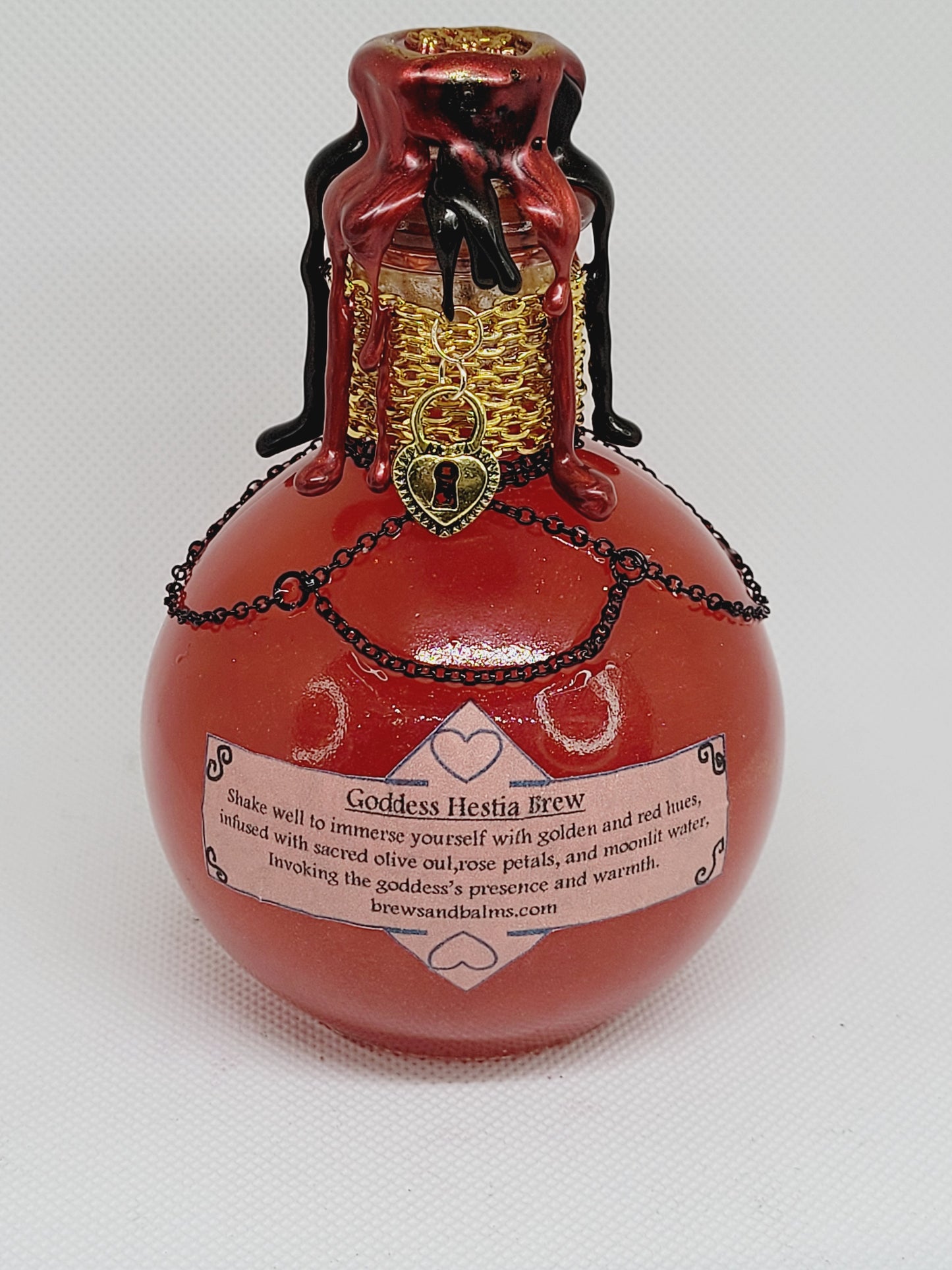 Goddess Hestia Decorative Bottle, Red and Gold Mystical Collection Round