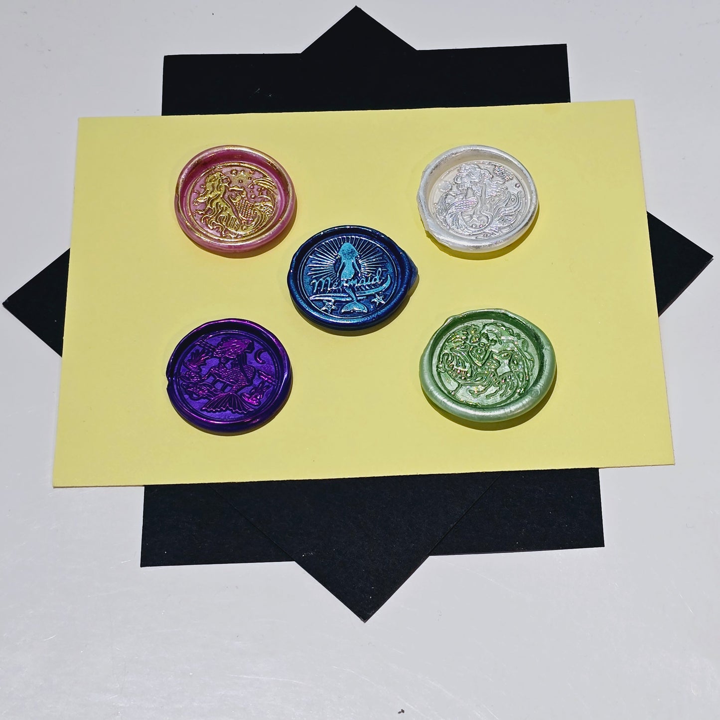 Mermaid Wax Seal Metallic Multi Color Set of Five, for cards, invitations, letters and gifts