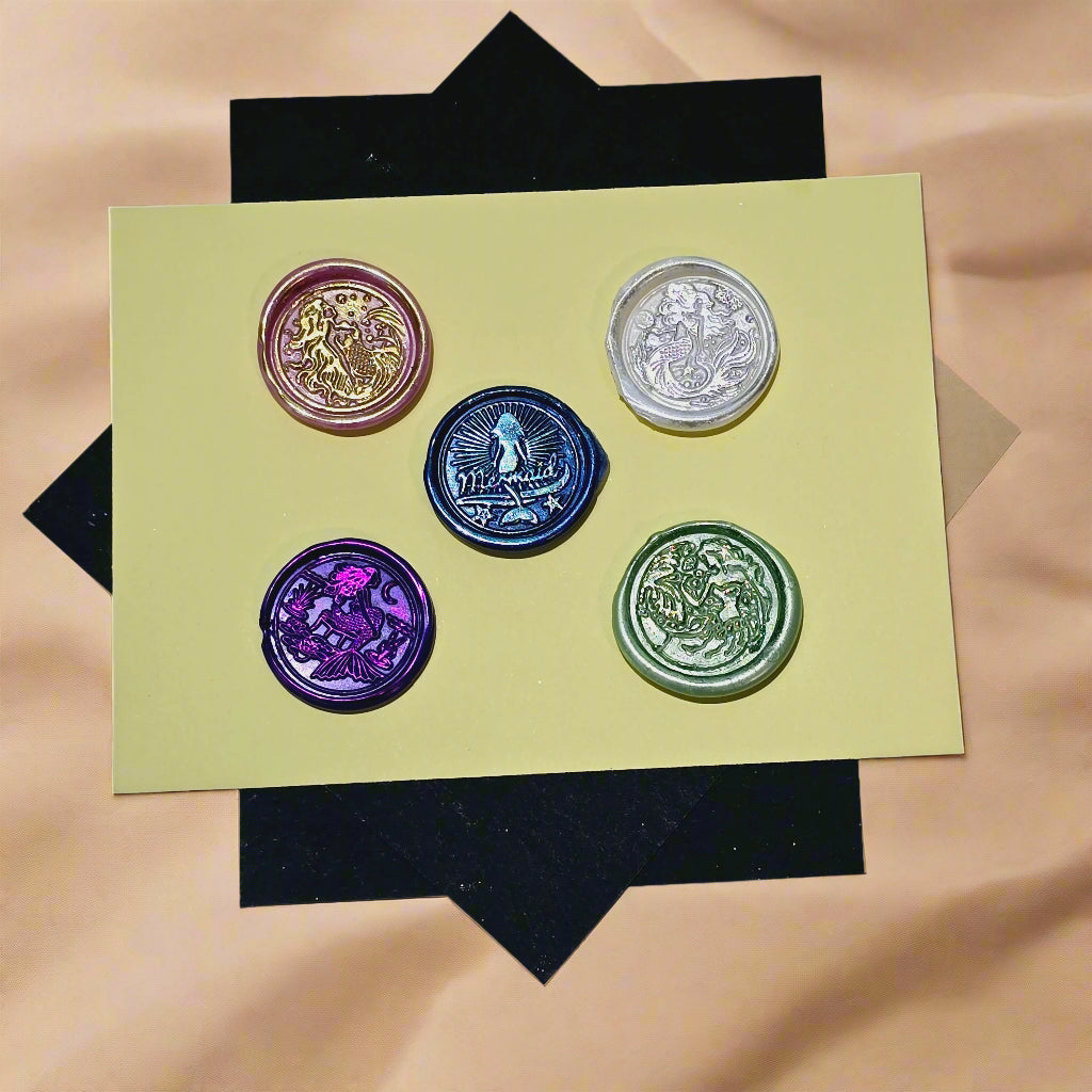 Mermaid Wax Seal Metallic Multi Color Set of Five, for cards, invitations, letters and gifts