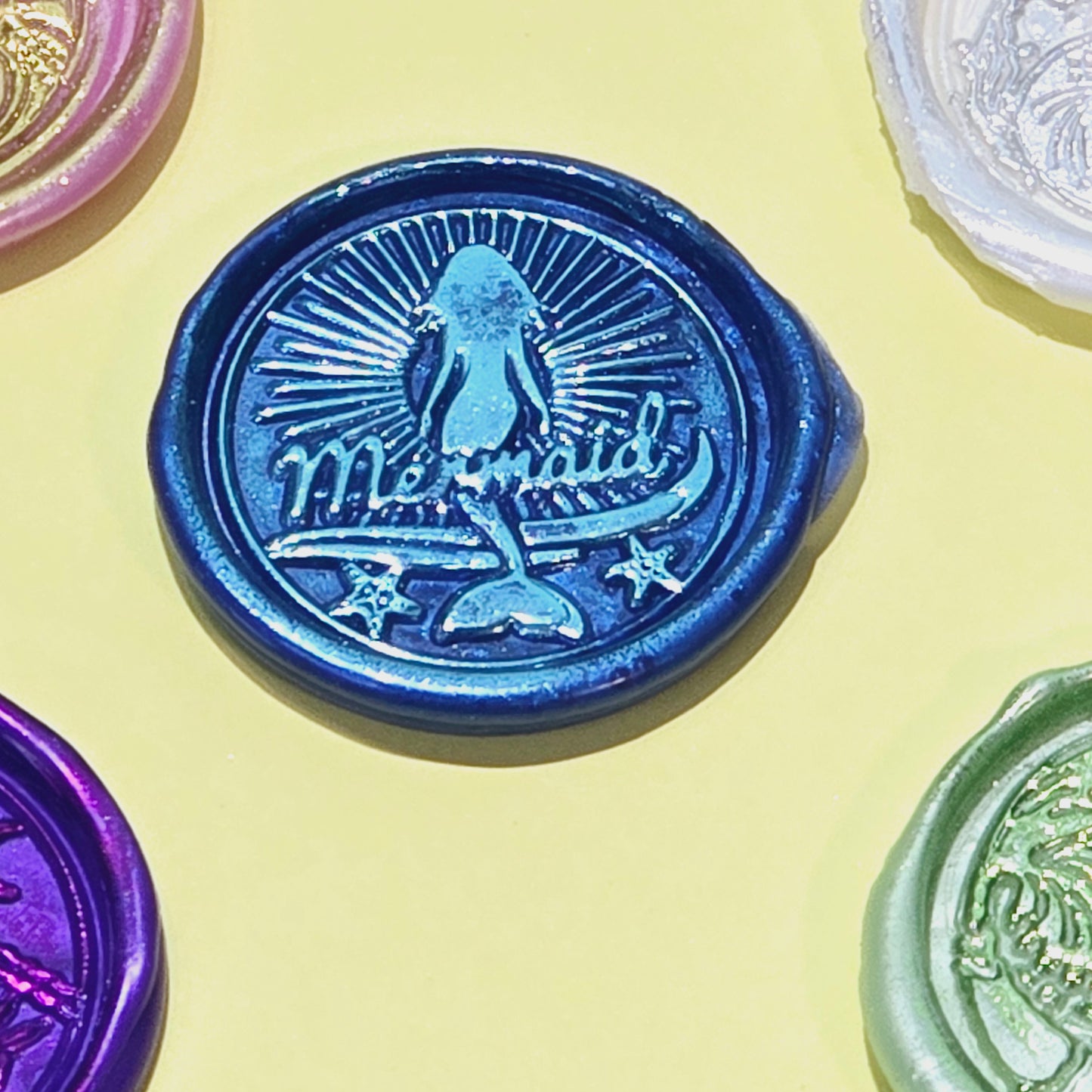 Mermaid Wax Seal Metallic Multi Color Set of Five, for cards, invitations, letters and gifts