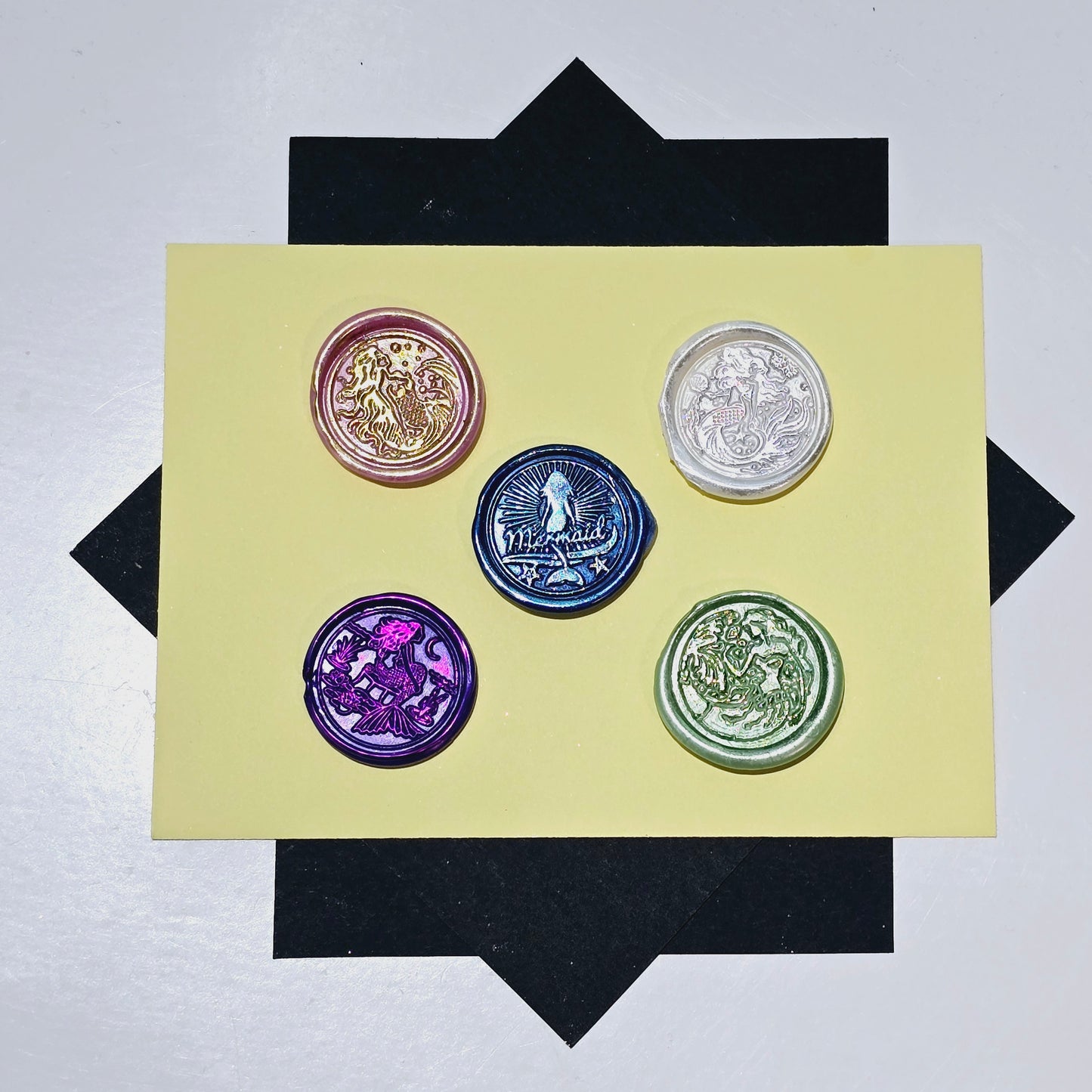 Mermaid Wax Seal Metallic Multi Color Set of Five, for cards, invitations, letters and gifts