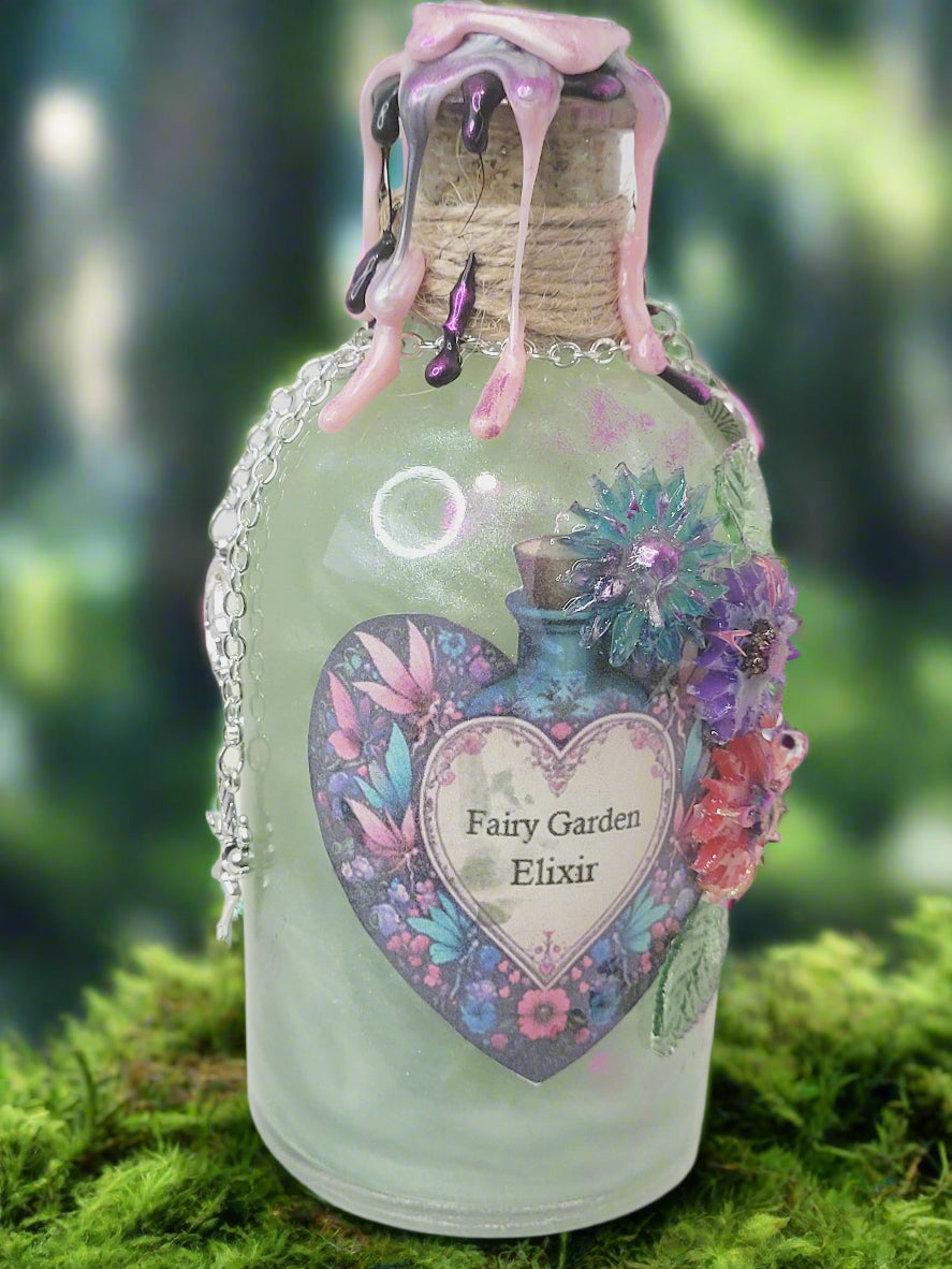 Fairy Garden Decorative Elixir Potion Tall Round Bottle