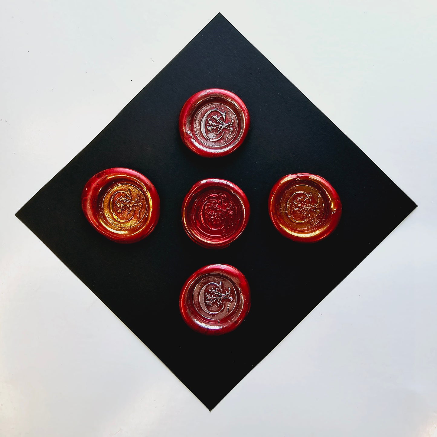 Letter C Wax Seals Metallic Red Silver Gold Set of Five