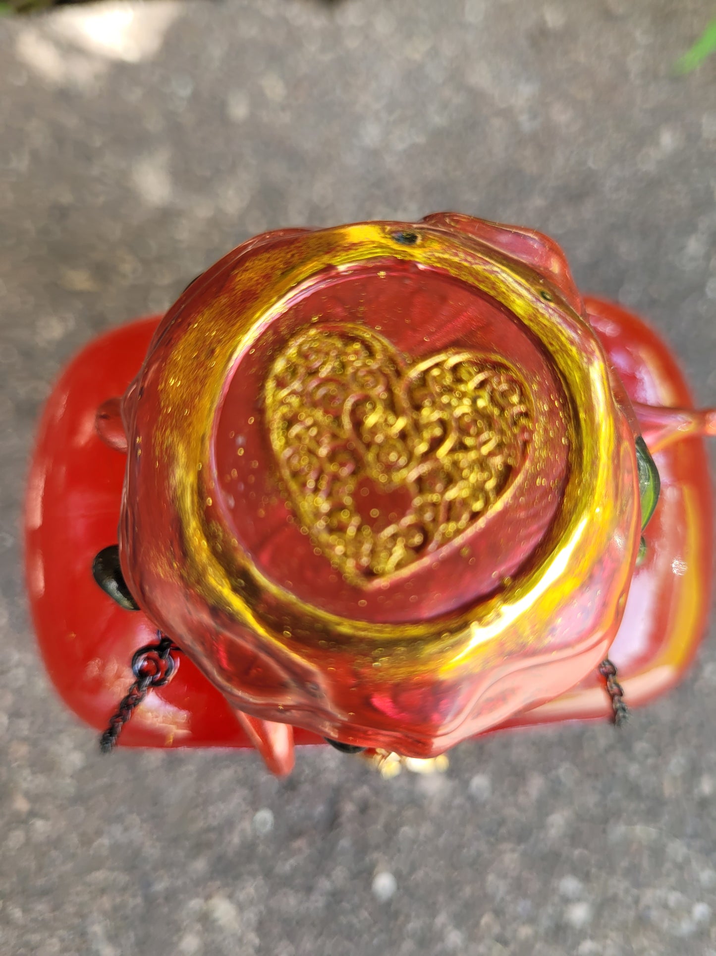 Goddess Hestia Decorative Heart Shaped Bottle, Red and Gold
