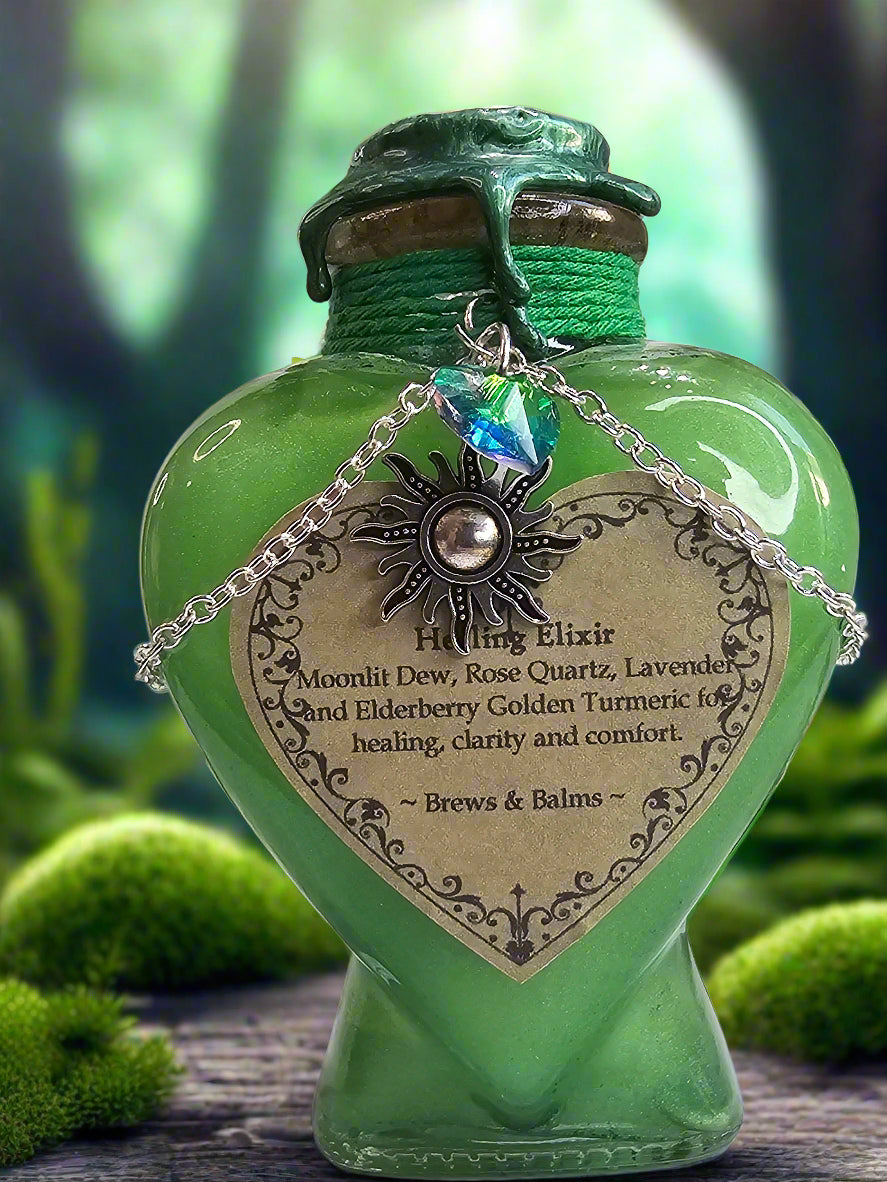 Healing Potion Green Heart Shaped Decorative Bottle Prop