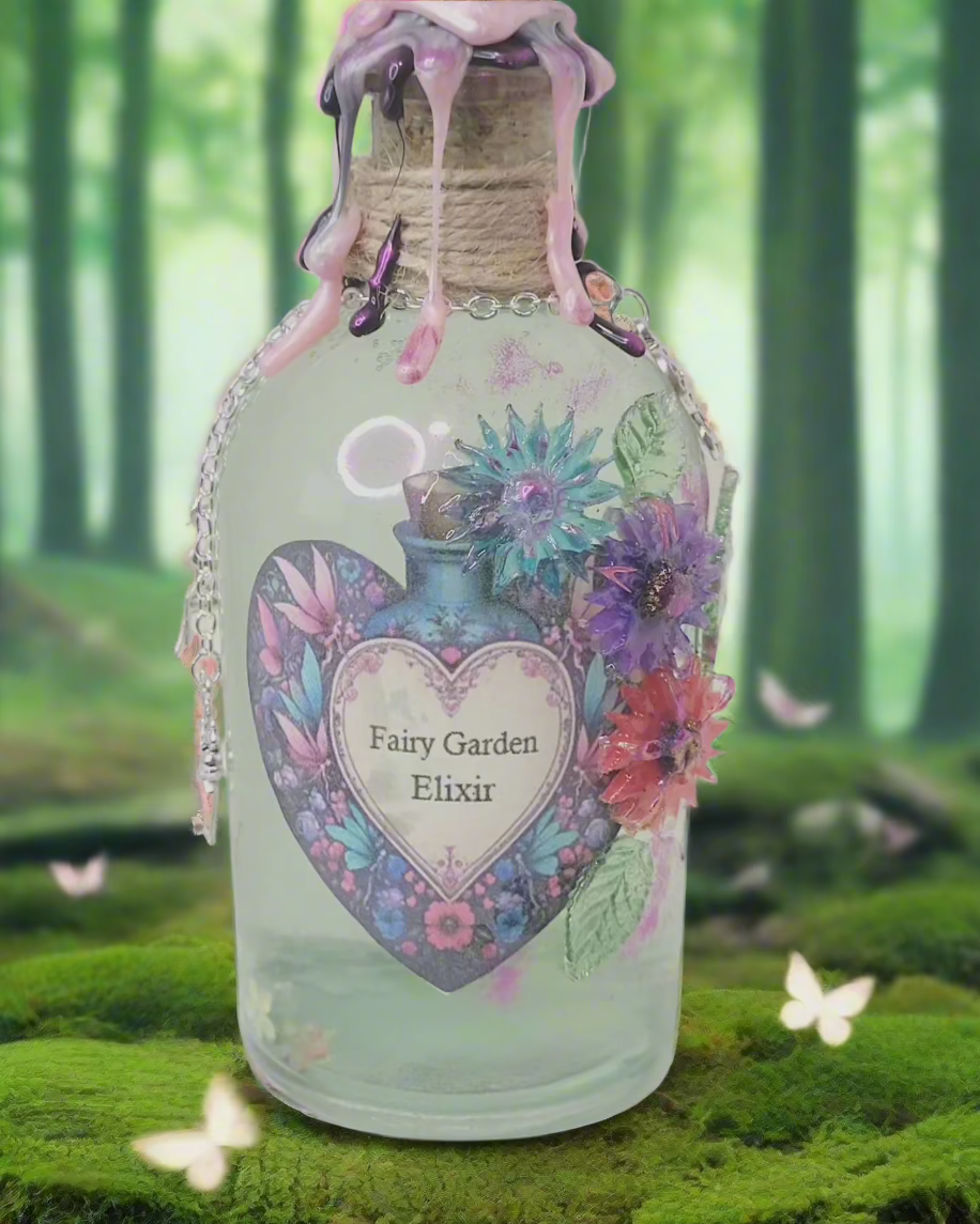 Fairy Garden Decorative Elixir Potion Tall Round Bottle