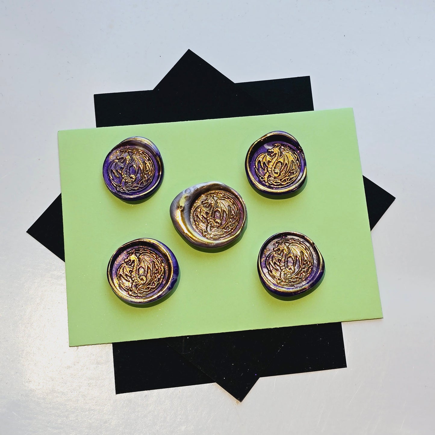 Dragon Wax Seals Purple & Gold Set of Five