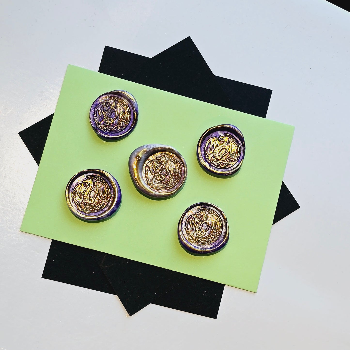 Dragon Wax Seals Purple & Gold Set of Five