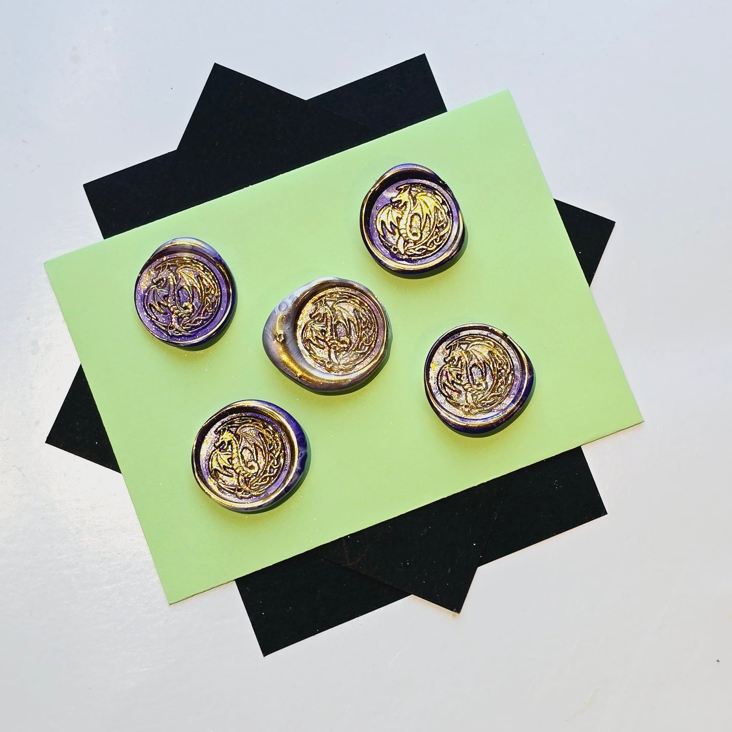 Dragon Wax Seals Purple & Gold Set of Five