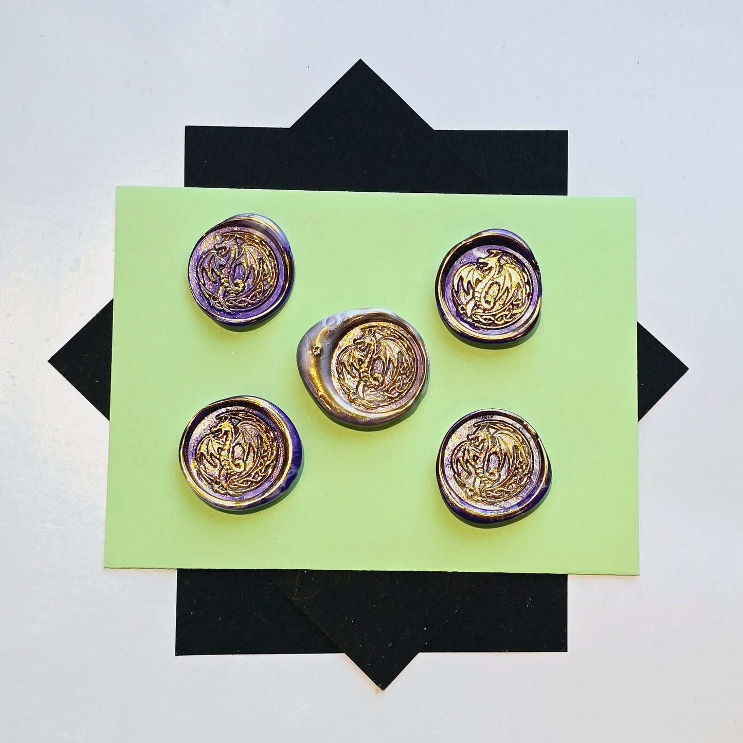 Dragon Wax Seals Purple & Gold Set of Five