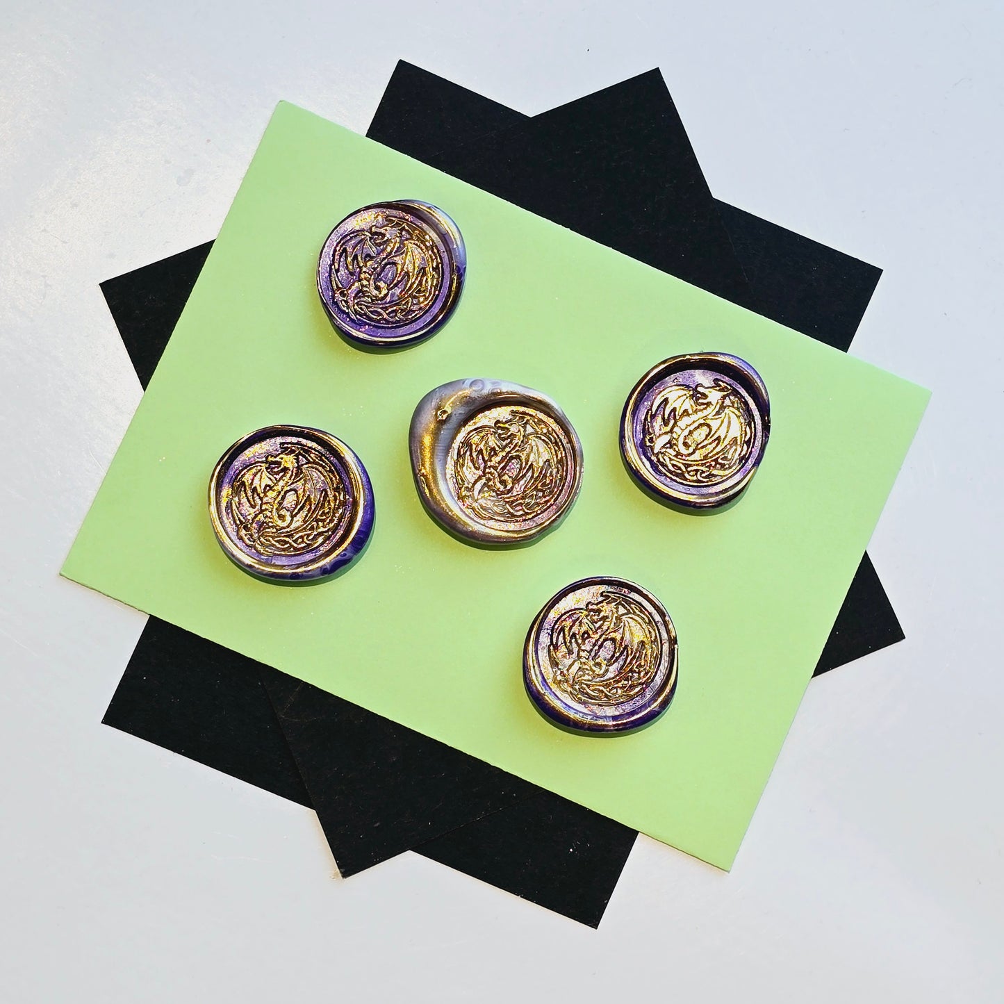 Dragon Wax Seals Purple & Gold Set of Five