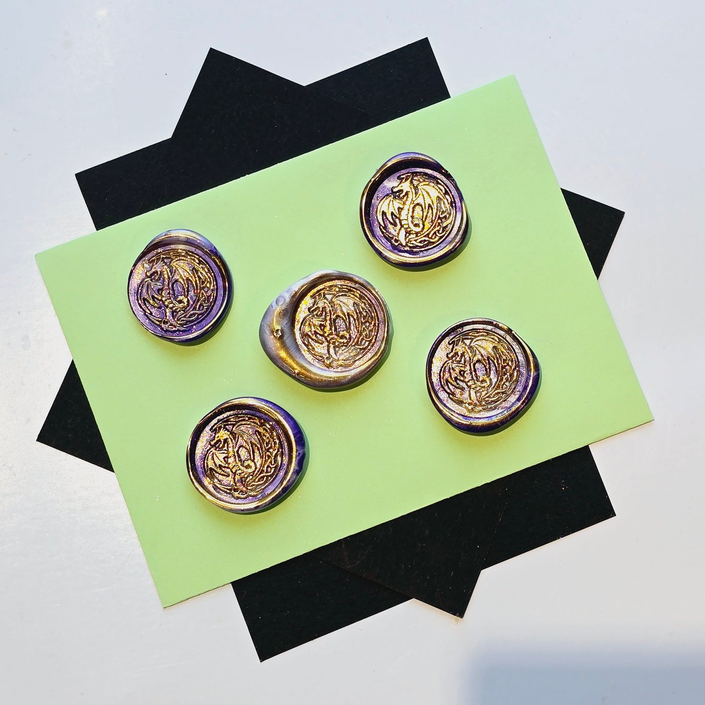 Dragon Wax Seals Purple & Gold Set of Five