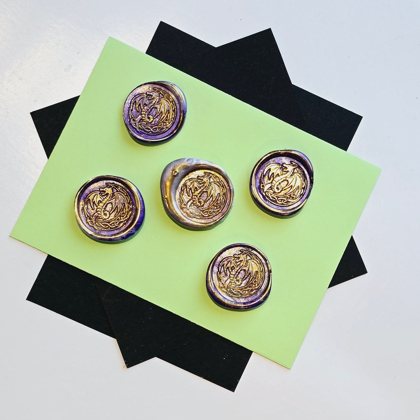 Dragon Wax Seals Purple & Gold Set of Five