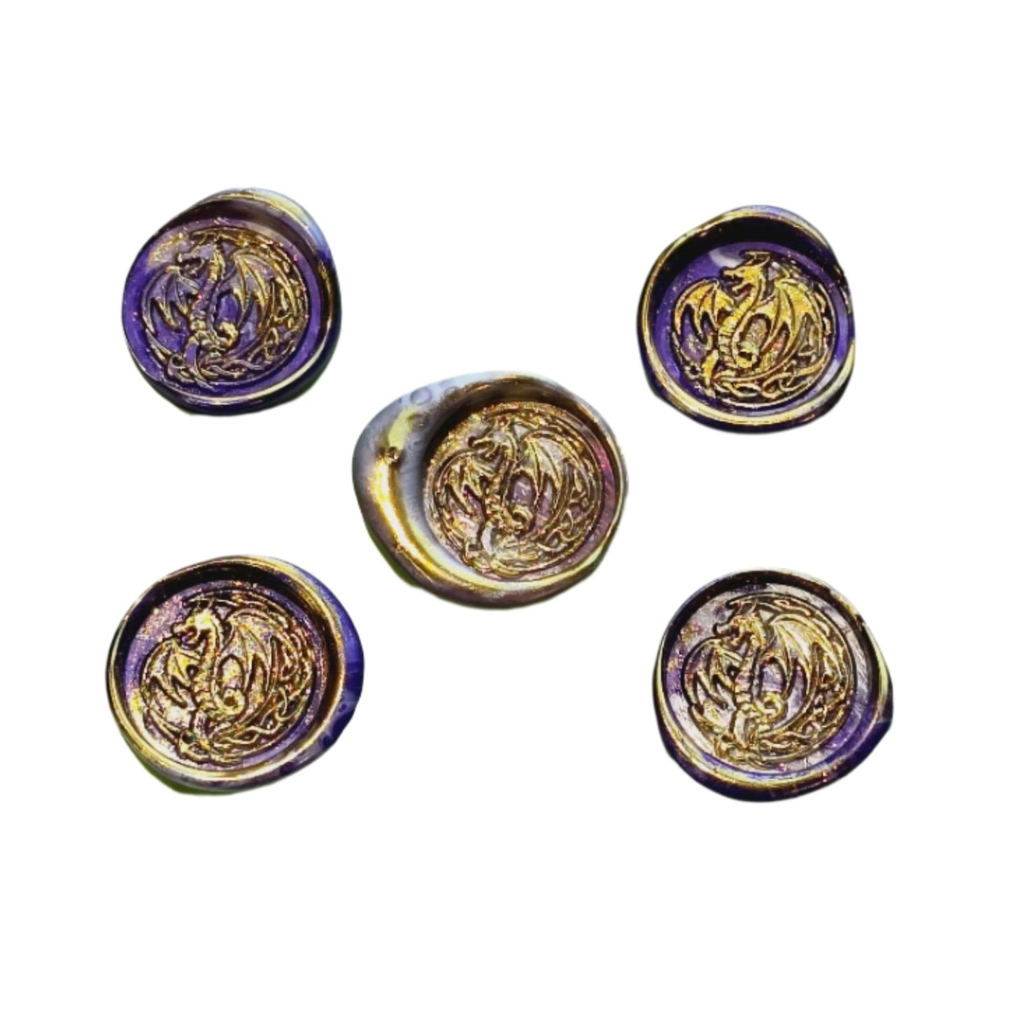 Dragon Wax Seals Purple & Gold Set of Five