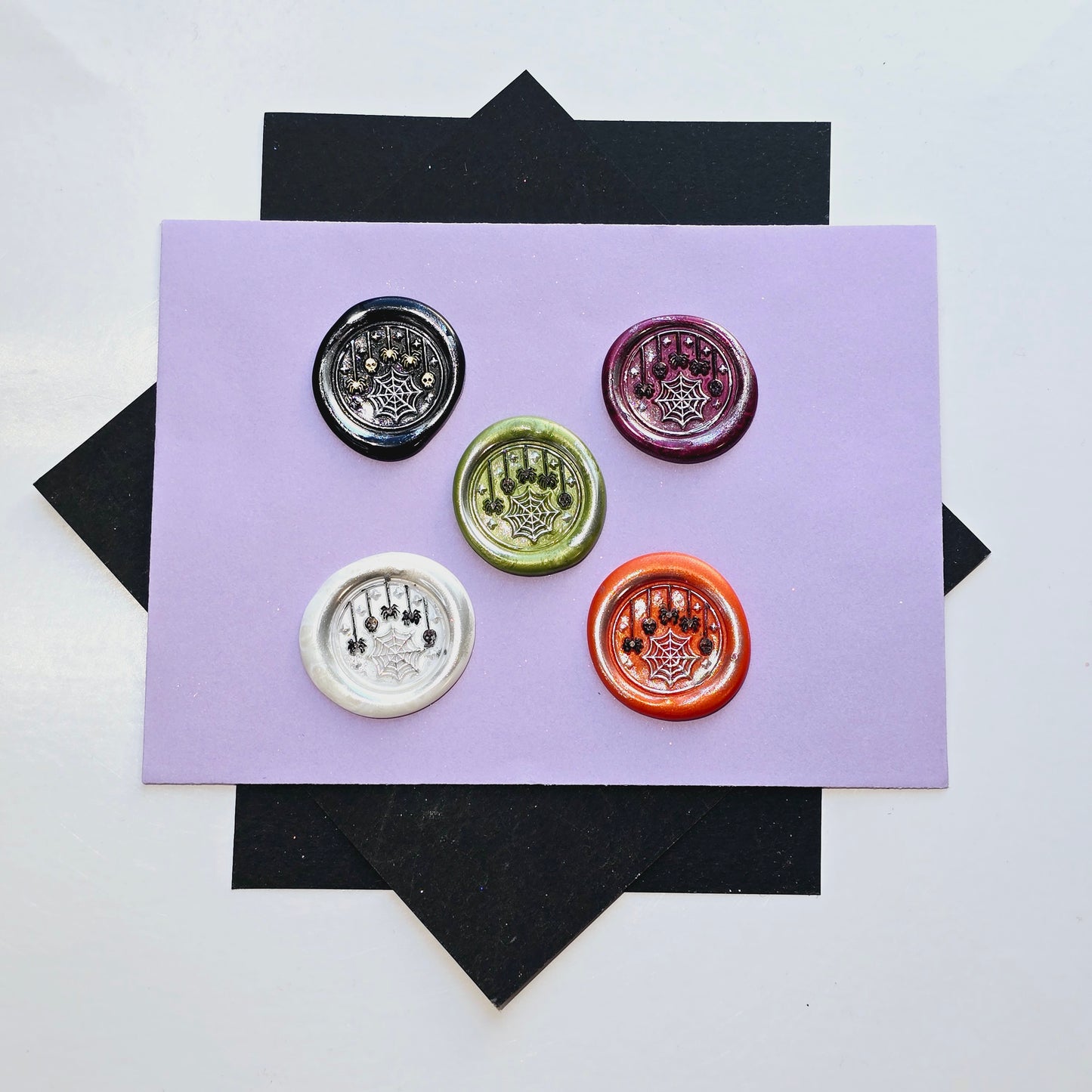 Halloween Spider Web Wax Seals Assorted Colors Set of Five