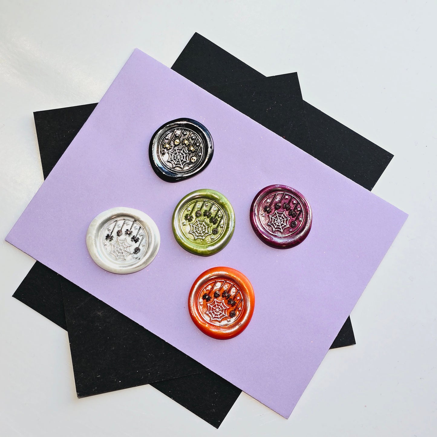 Halloween Spider Web Wax Seals Assorted Colors Set of Five