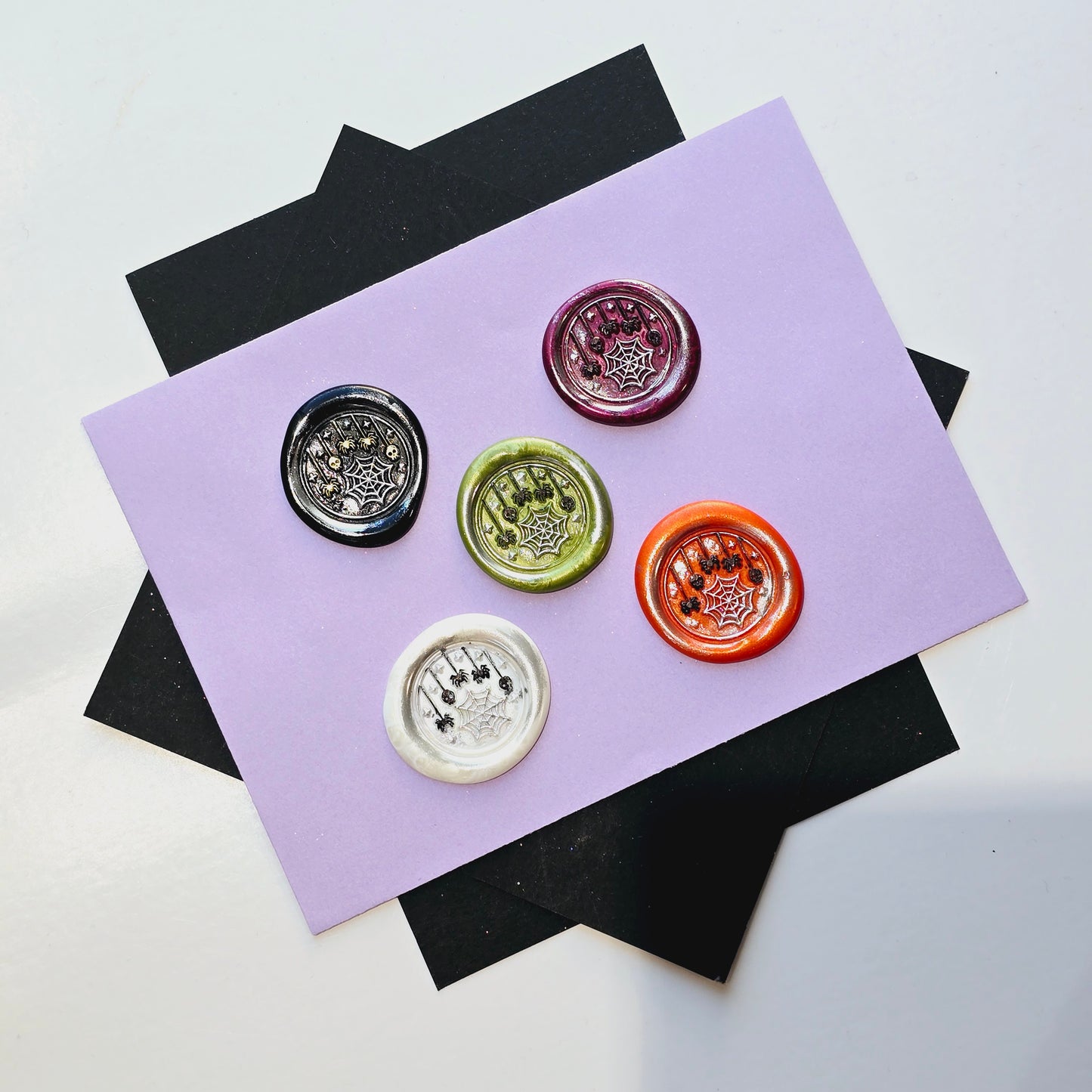 Halloween Spider Web Wax Seals Assorted Colors Set of Five