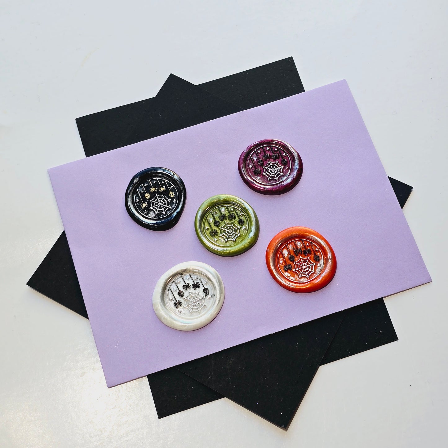 Halloween Spider Web Wax Seals Assorted Colors Set of Five