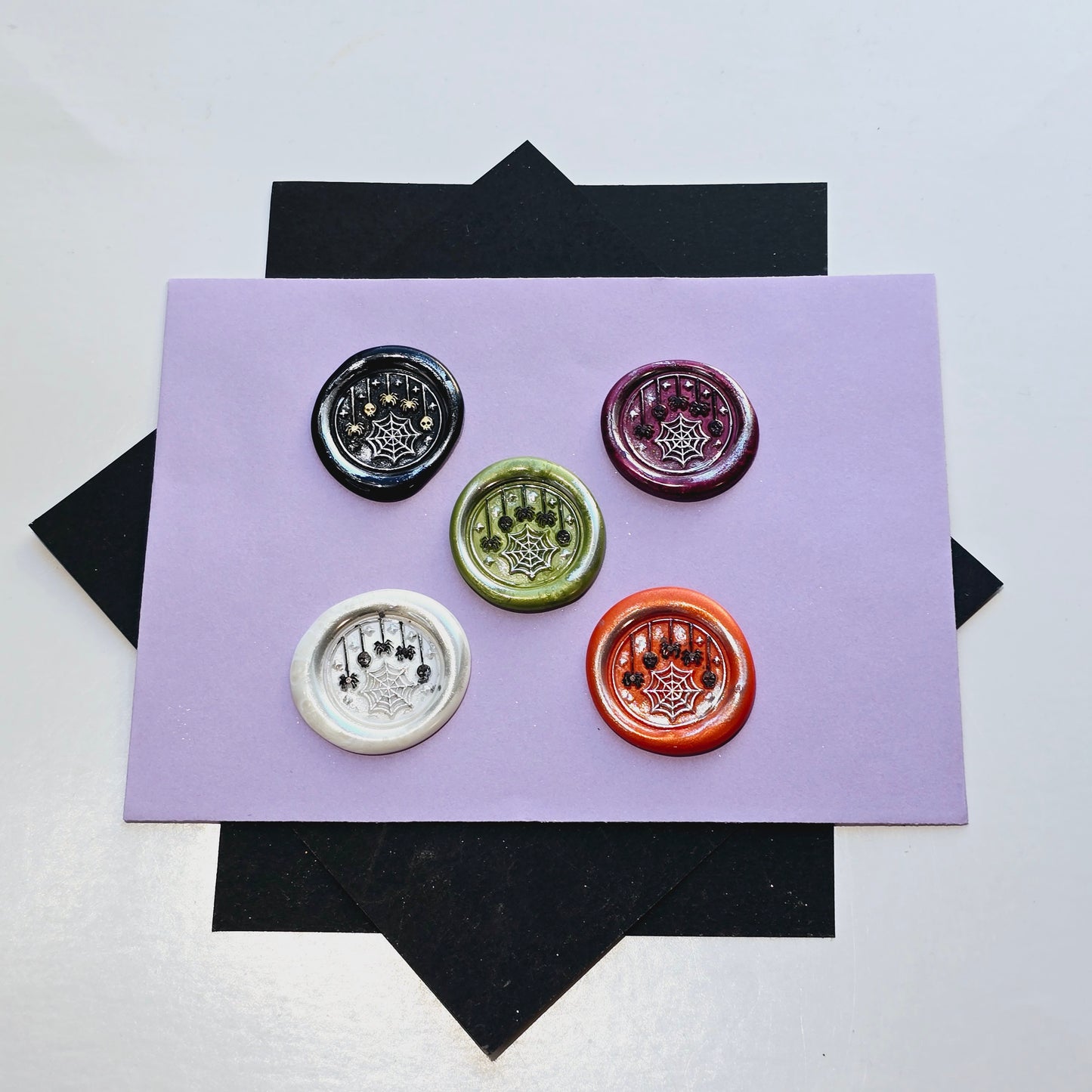 Halloween Spider Web Wax Seals Assorted Colors Set of Five