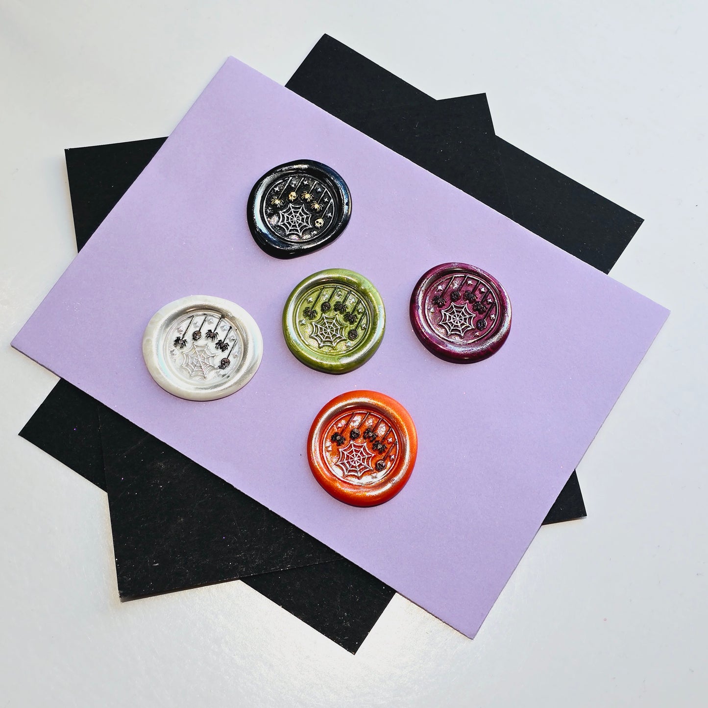 Halloween Spider Web Wax Seals Assorted Colors Set of Five