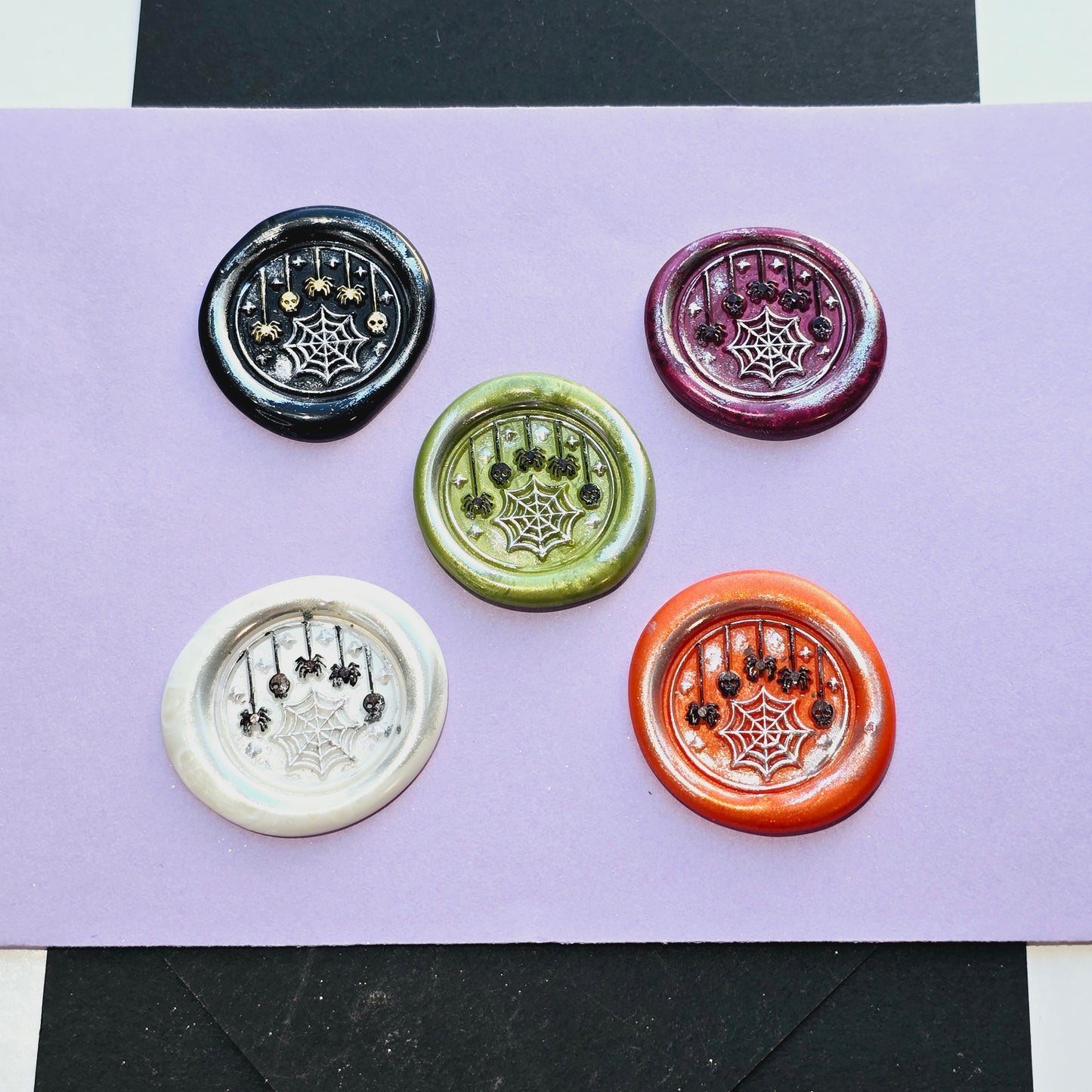 Halloween Spider Web Wax Seals Assorted Colors Set of Five