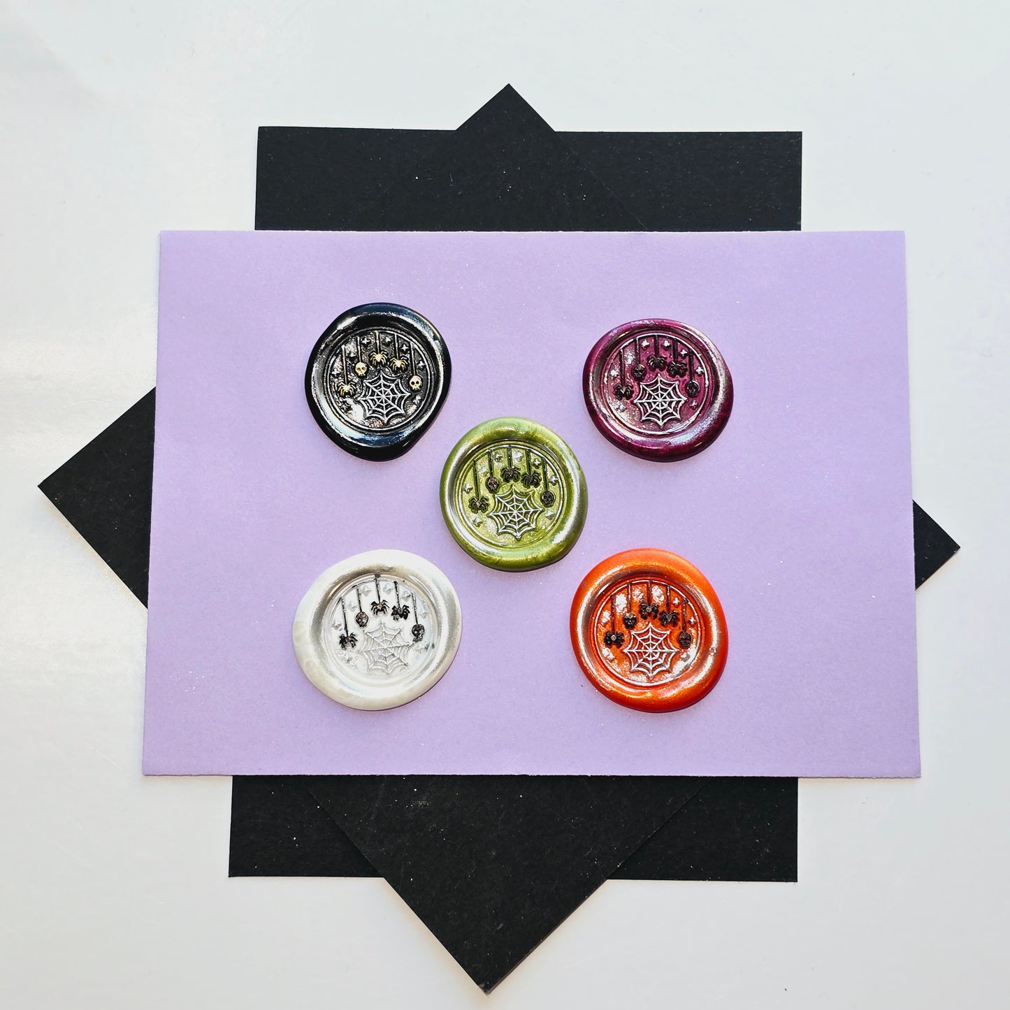 Halloween Spider Web Wax Seals Assorted Colors Set of Five