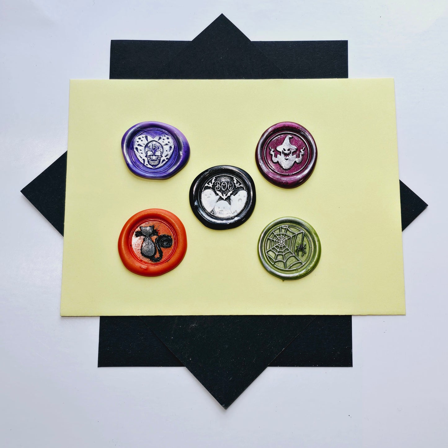 Halloween Wax Seals Cat Spider Ghost Skull Set of Five