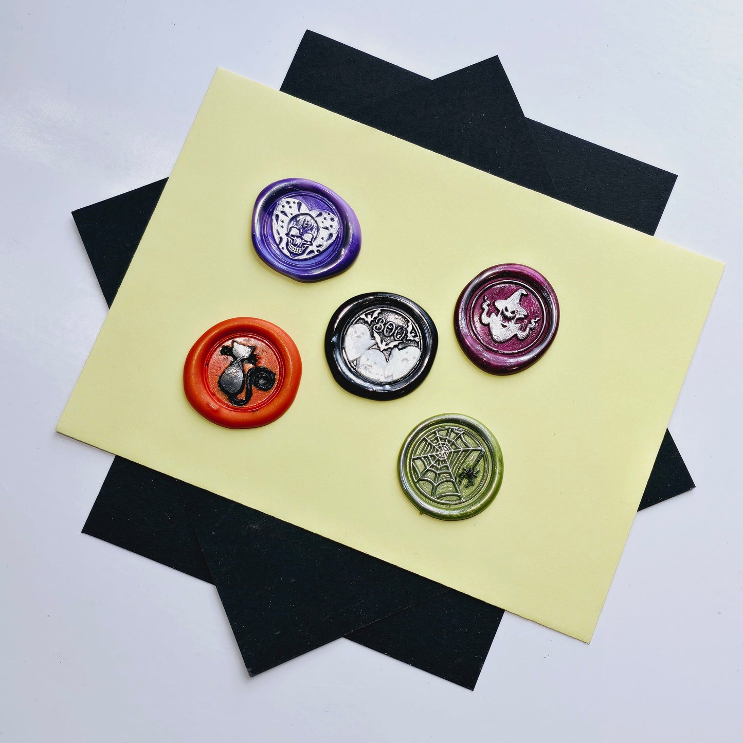 Halloween Wax Seals Cat Spider Ghost Skull Set of Five