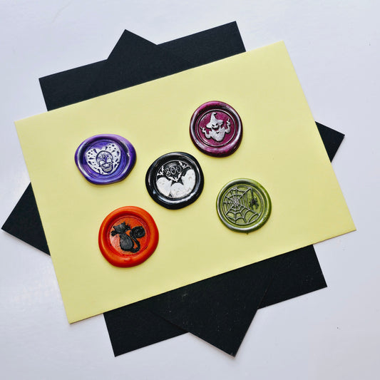 Halloween Wax Seals Cat Spider Ghost Skull Set of Five