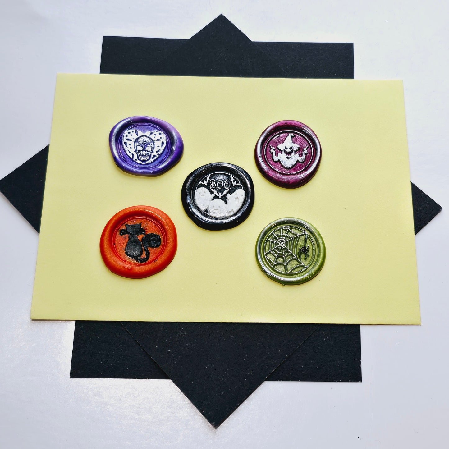 Halloween Wax Seals Cat Spider Ghost Skull Set of Five