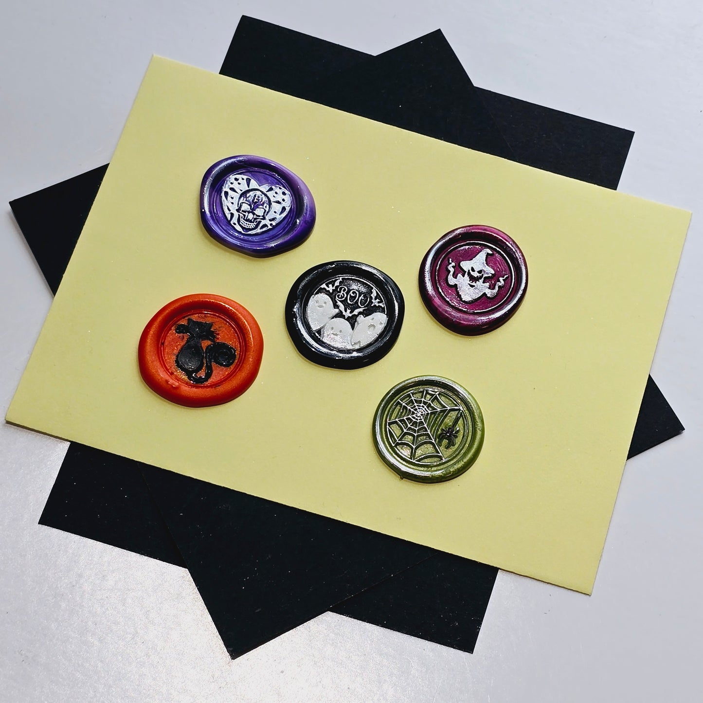 Halloween Wax Seals Cat Spider Ghost Skull Set of Five