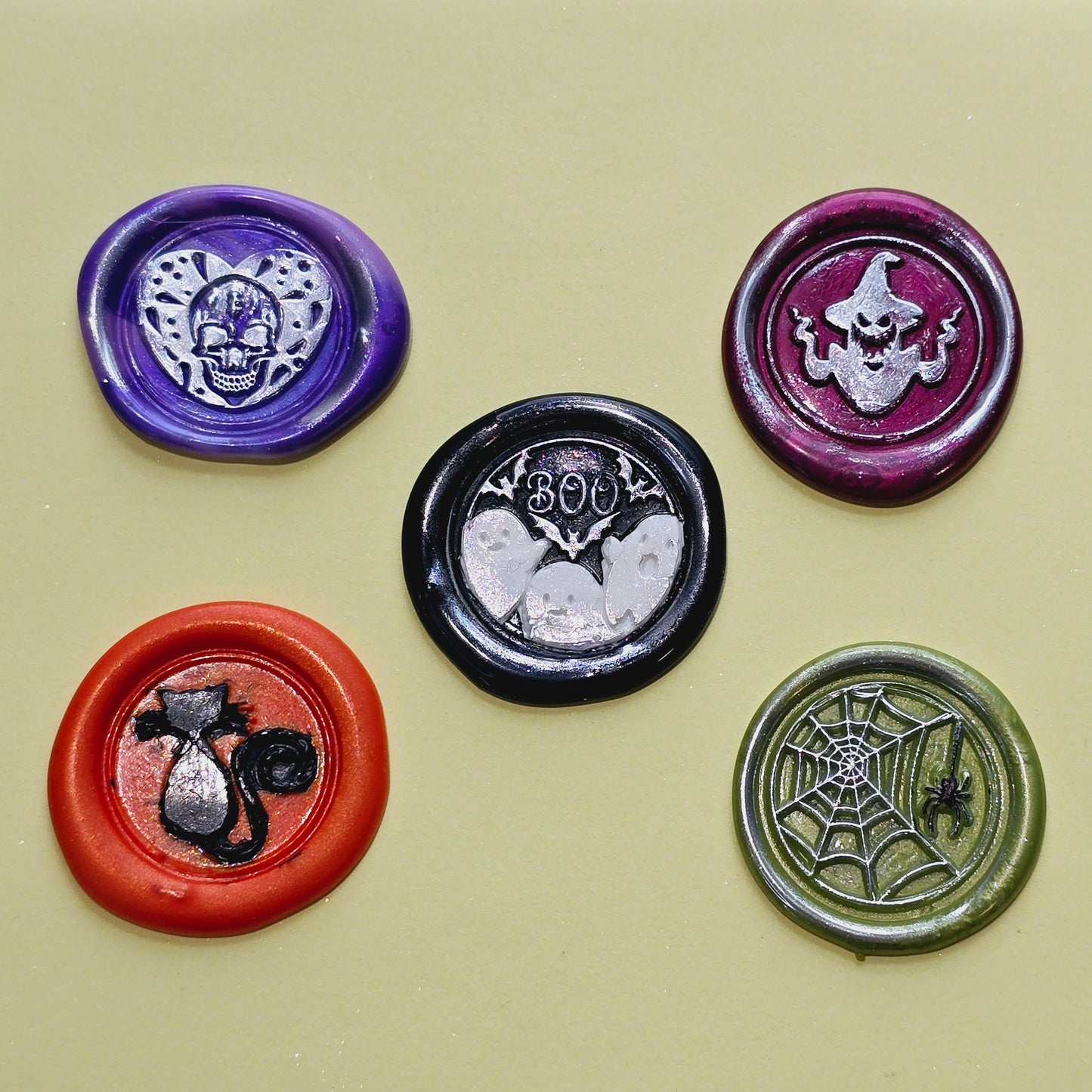 Halloween Wax Seals Cat Spider Ghost Skull Set of Five