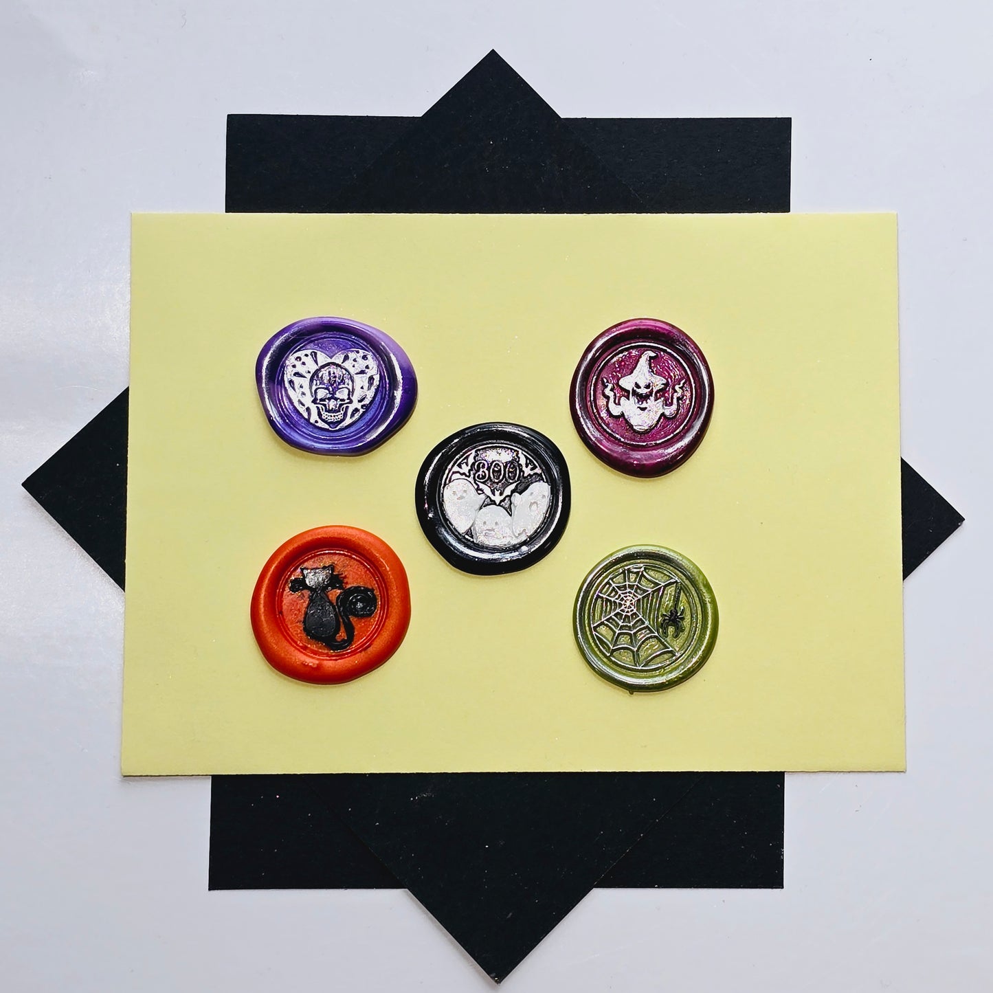 Halloween Wax Seals Cat Spider Ghost Skull Set of Five