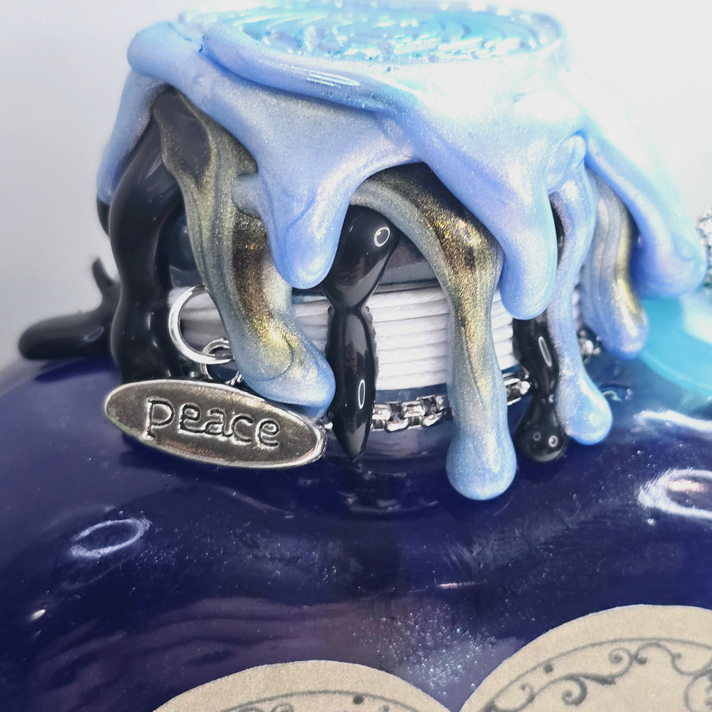Handmade Dragon Tears Blue, Black & Silver Decorative Potion Bottle