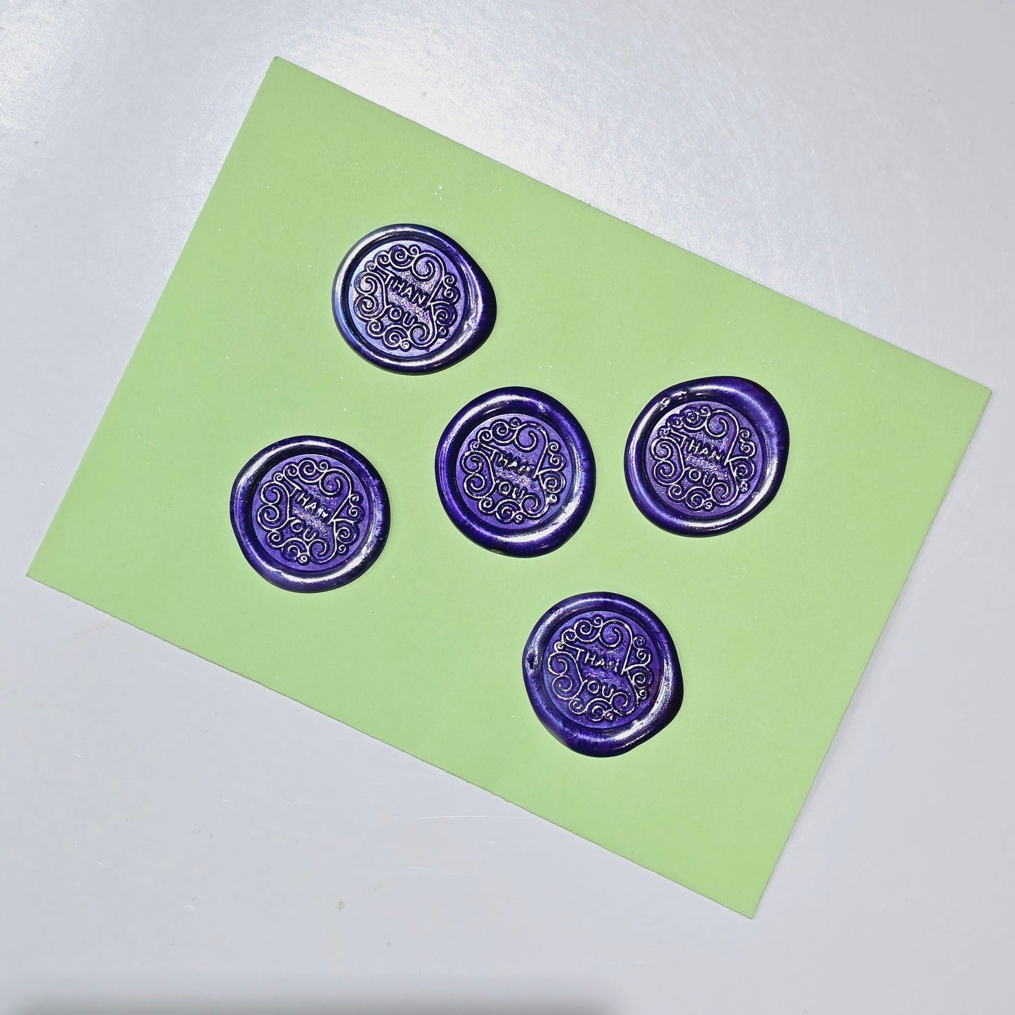 Thank You Wax Seals Purple & Silver Set of Five