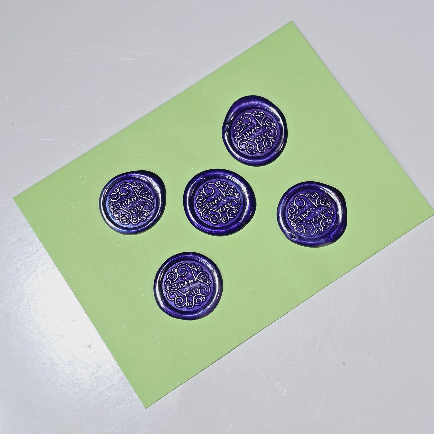 Thank You Wax Seals Purple & Silver Set of Five