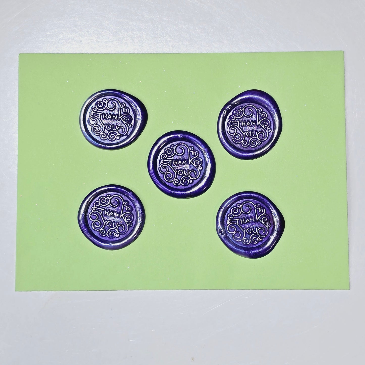 Thank You Wax Seals Purple & Silver Set of Five