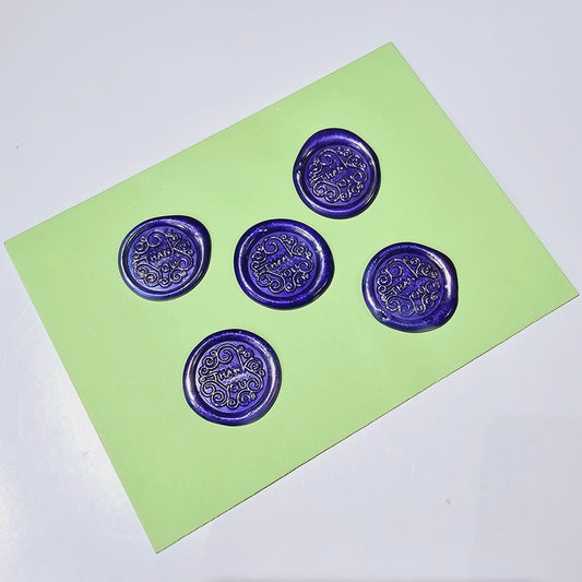 Thank You Wax Seals Purple & Silver Set of Five