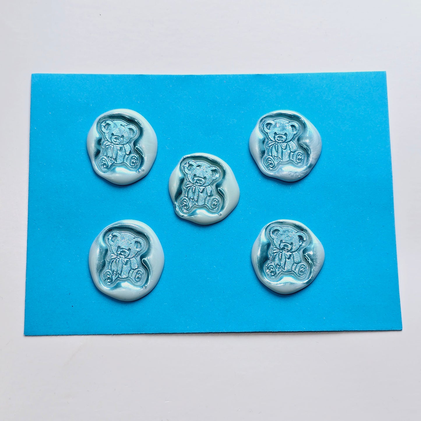 Blue Bear Wax Seals Metallic Blue Set of Five